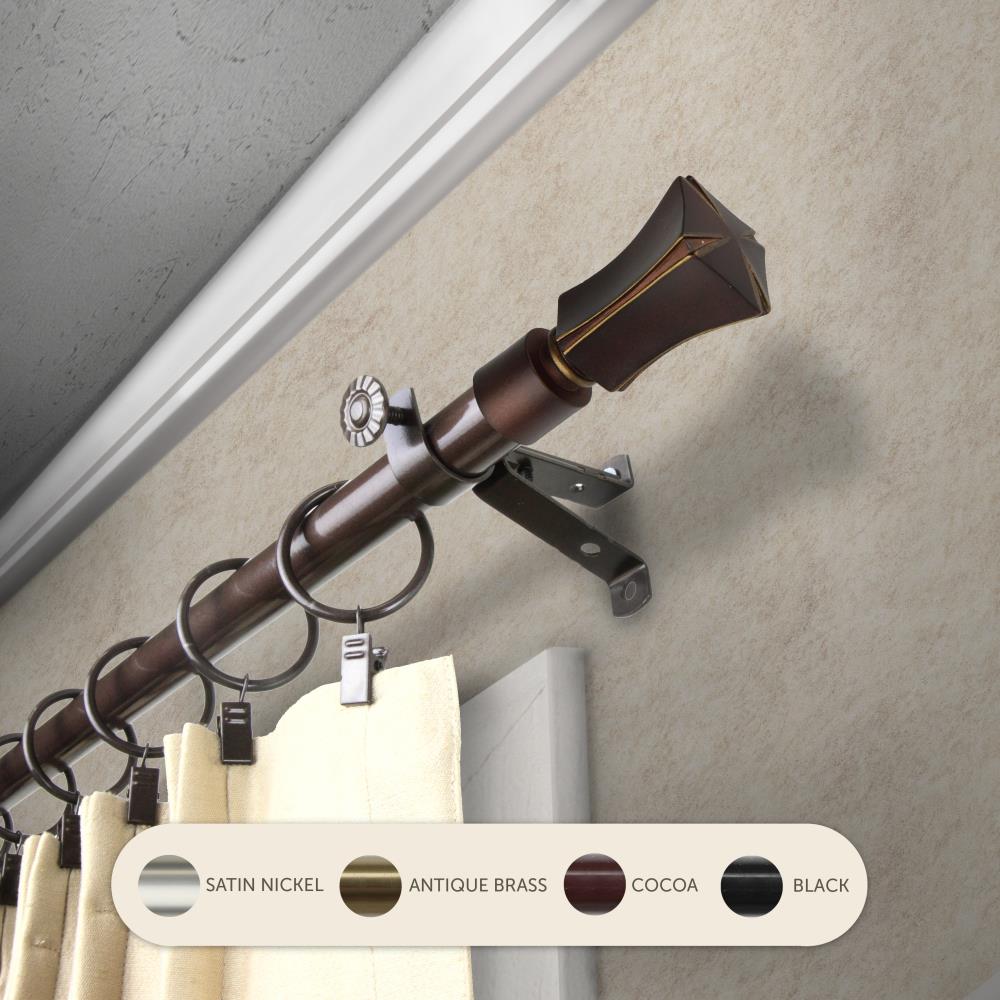Hart & Harlow L4810-487 13/16-in Tori 48-in to 84-in Cocoa Steel Single curtain rod with Finials