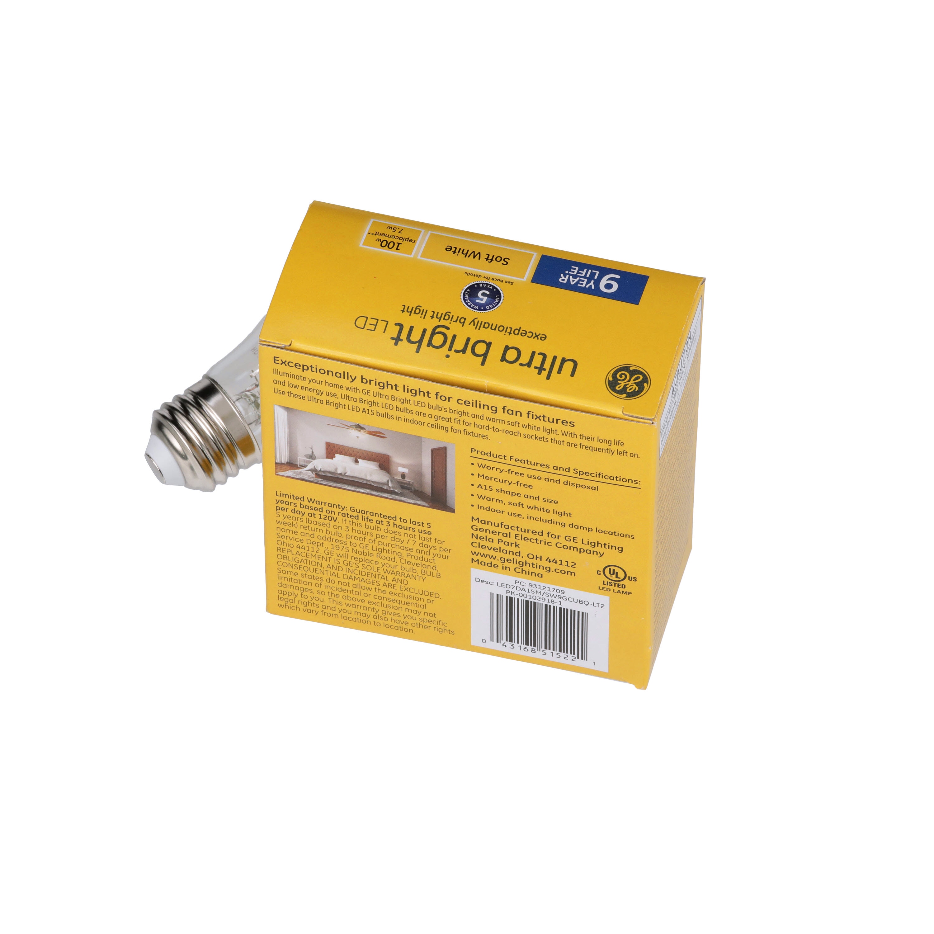GE Ultra Bright 100-Watt EQ A15 Soft White Dimmable LED Light Bulb 