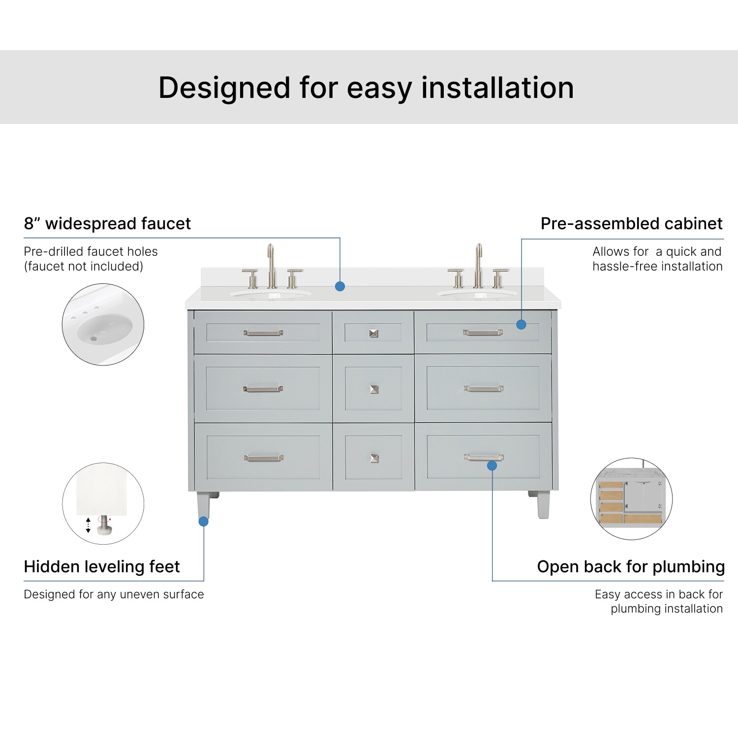 ARIEL B61DWQOVOGRY Bath-Vanity-Combo - View #7