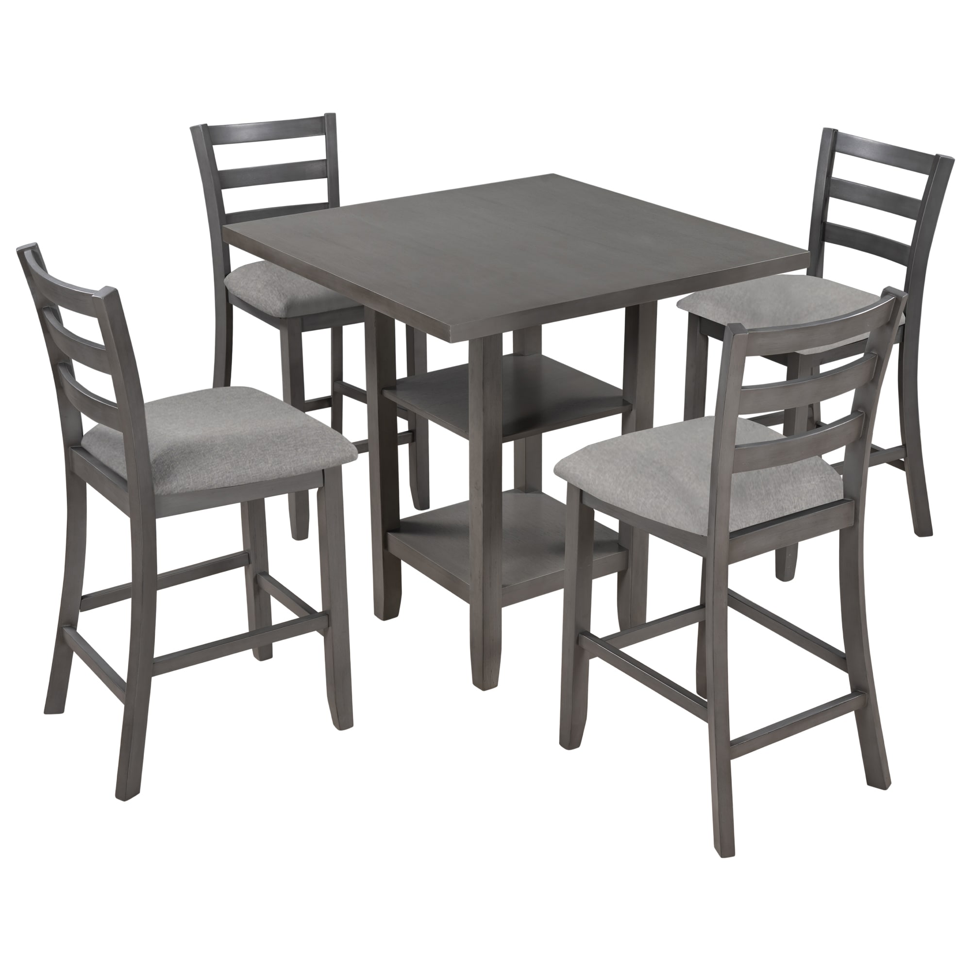 Qualler TRAPR0105E Gray Contemporary/Modern Dining Room Set with Square Table ( Seats 4 )
