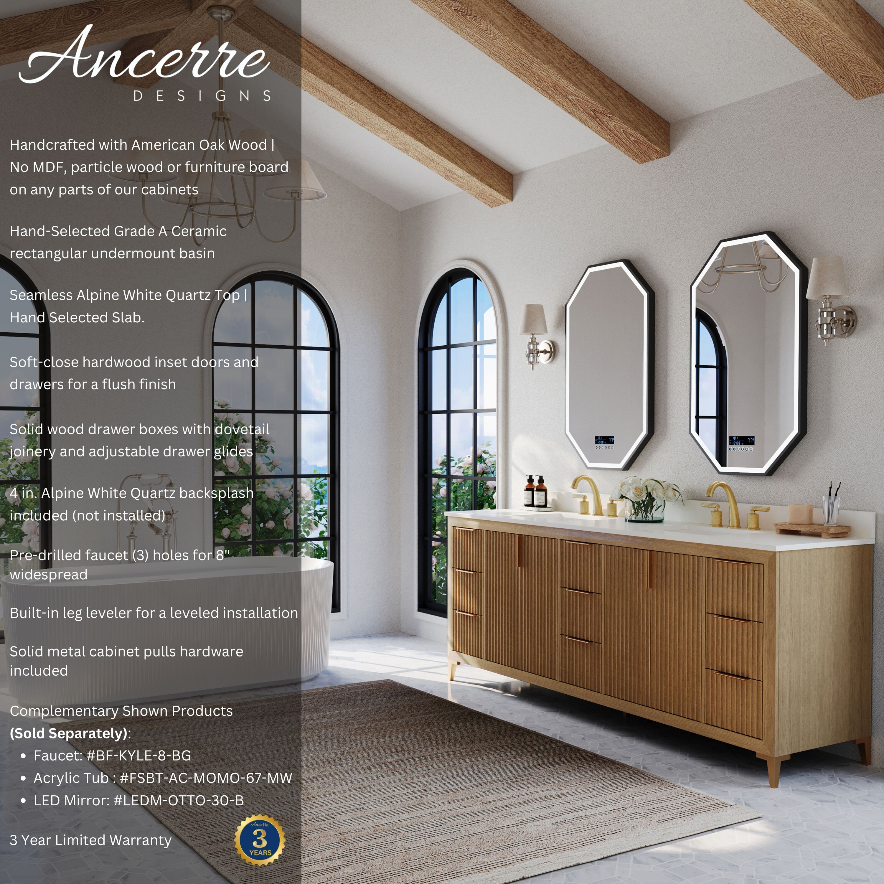 Ancerre Designs VTSTURLINGTON84OAKWQ Bath-Vanity-Combo - View #2