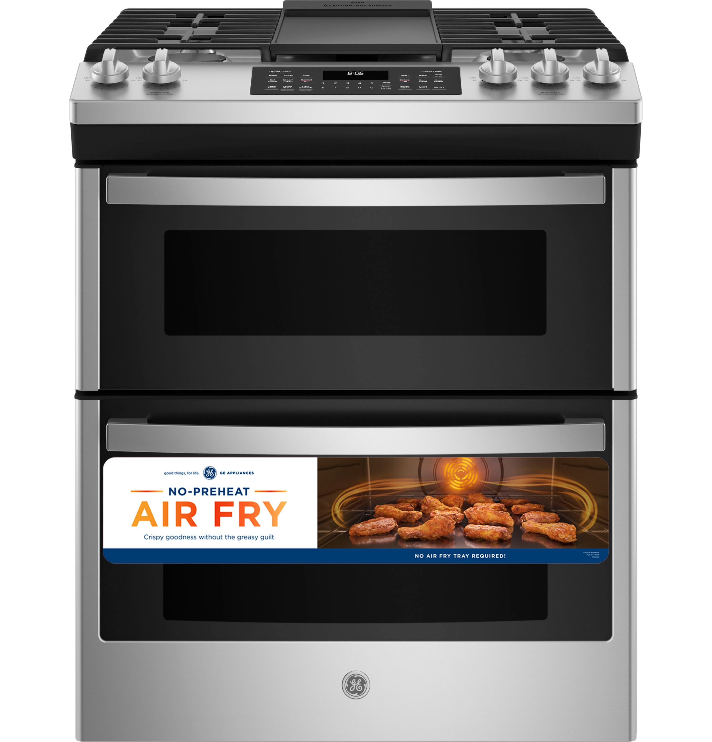 GE 30 Gas Steam/Self Clean Range with Air Fry, Convection