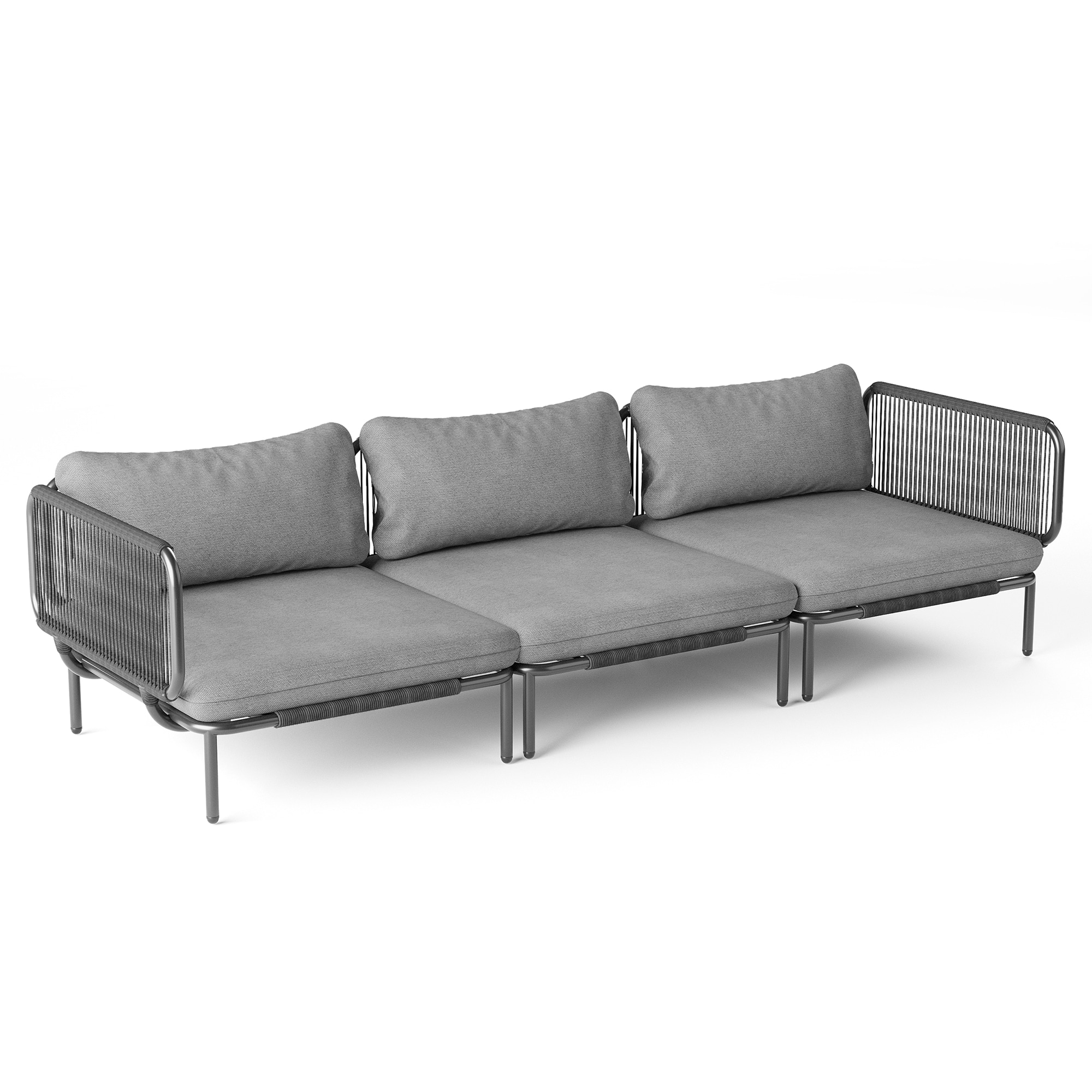 Crestlive Products CL-SF005DGY-3 3 pc outdoor sofa set Outdoor Sectional with Gray Cushions and Aluminum Frame