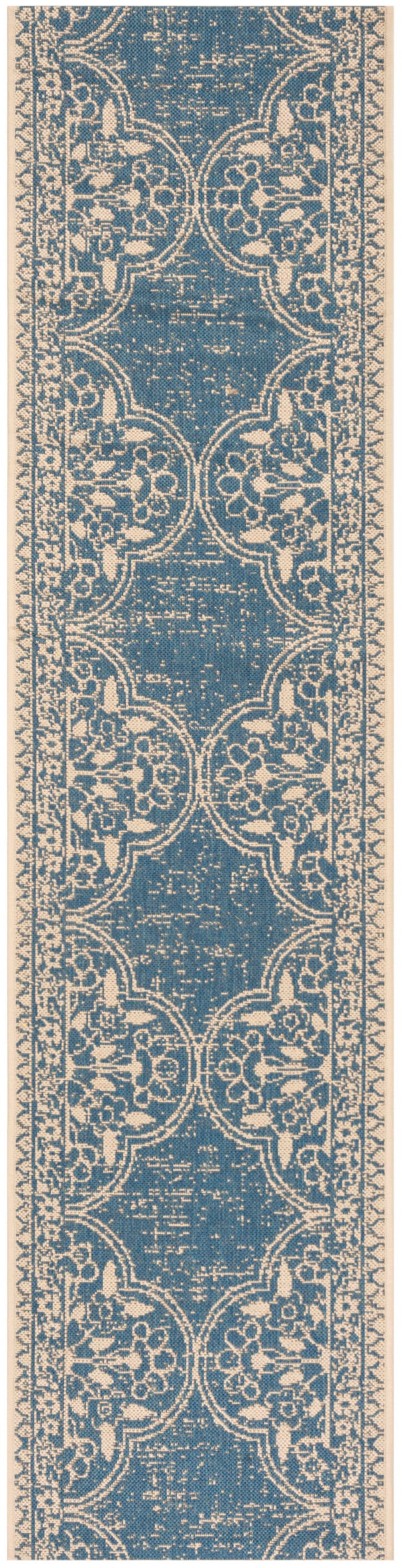 Safavieh LND174N-28 Linden Mahaut 2 x 8 (ft) Loomed Polypropylene Cream/Blue Rectangular Indoor Floral/Botanical Farmhouse/Cottage Runner rug
