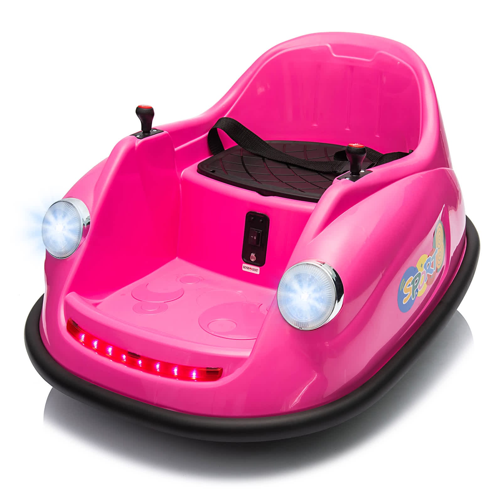 Qeetex TCPTO0Z68EZ6O 12V Bumper Car For Toddlers With Remote Control 360 Degree Spin Lights And Sounds Electric Kids Ride On Vehicle Pink