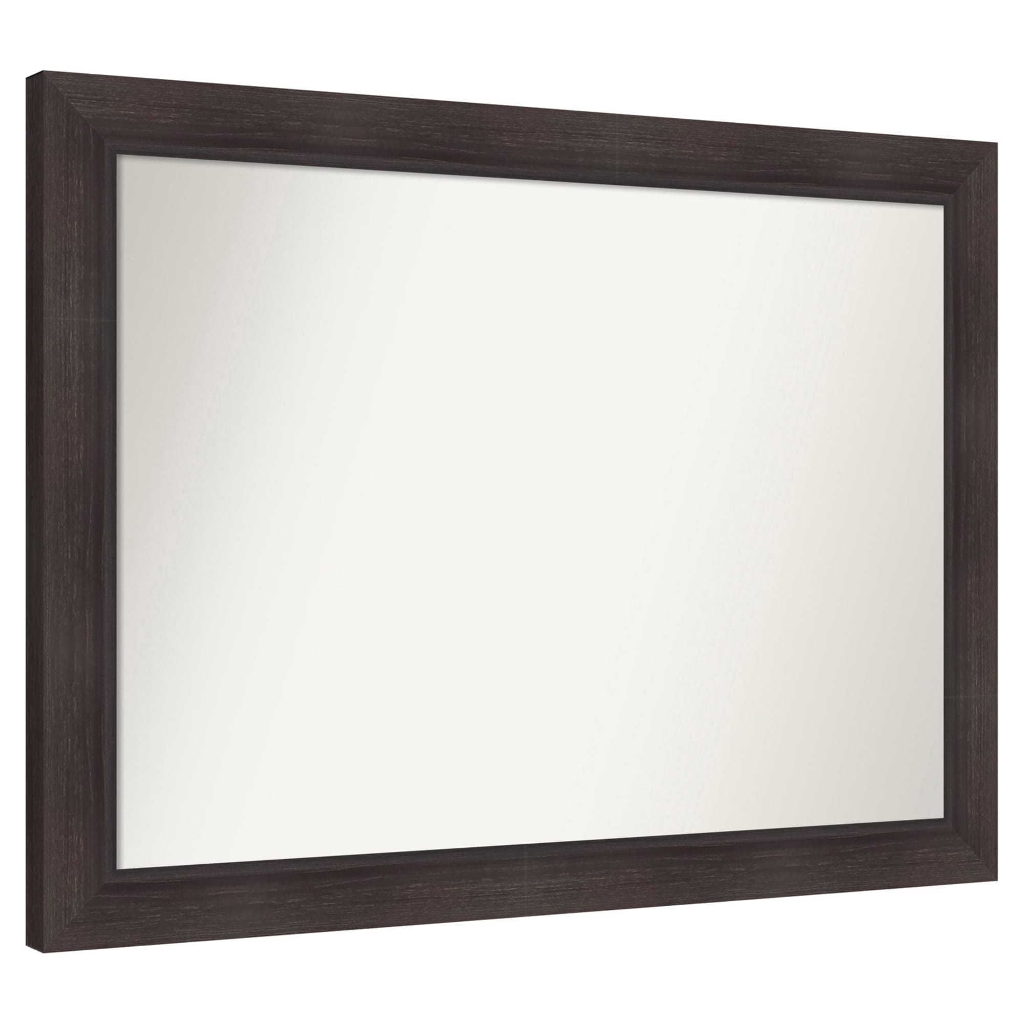 Amanti Art -  Non-Beveled Mirror Sloped Espresso Framed Wood Bathroom Wall Mirror 32.25 x 43.25 in.