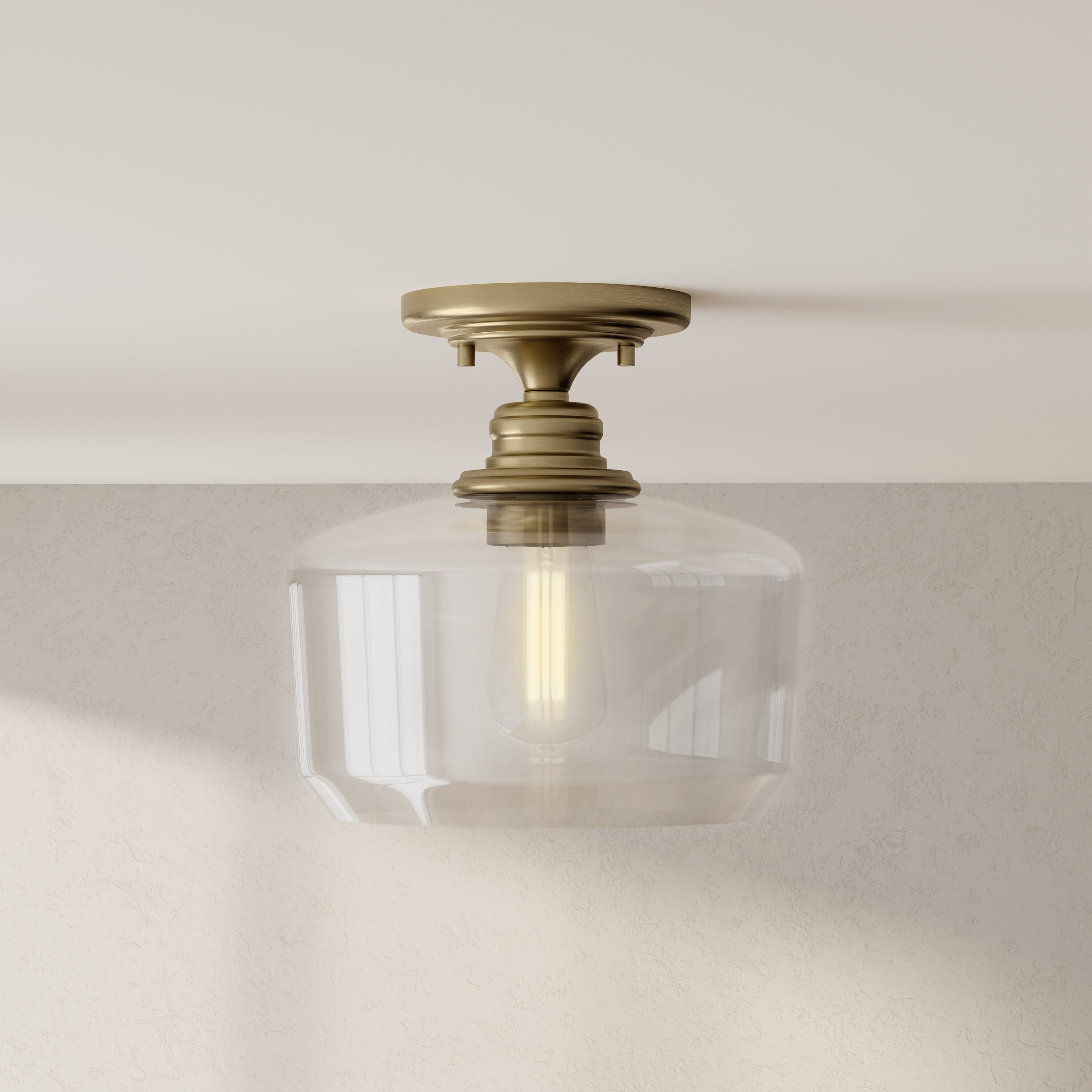 Progress Lighting P350214-163 Aiken 1 -Light 9-in Brass Semi Flush Mount Light