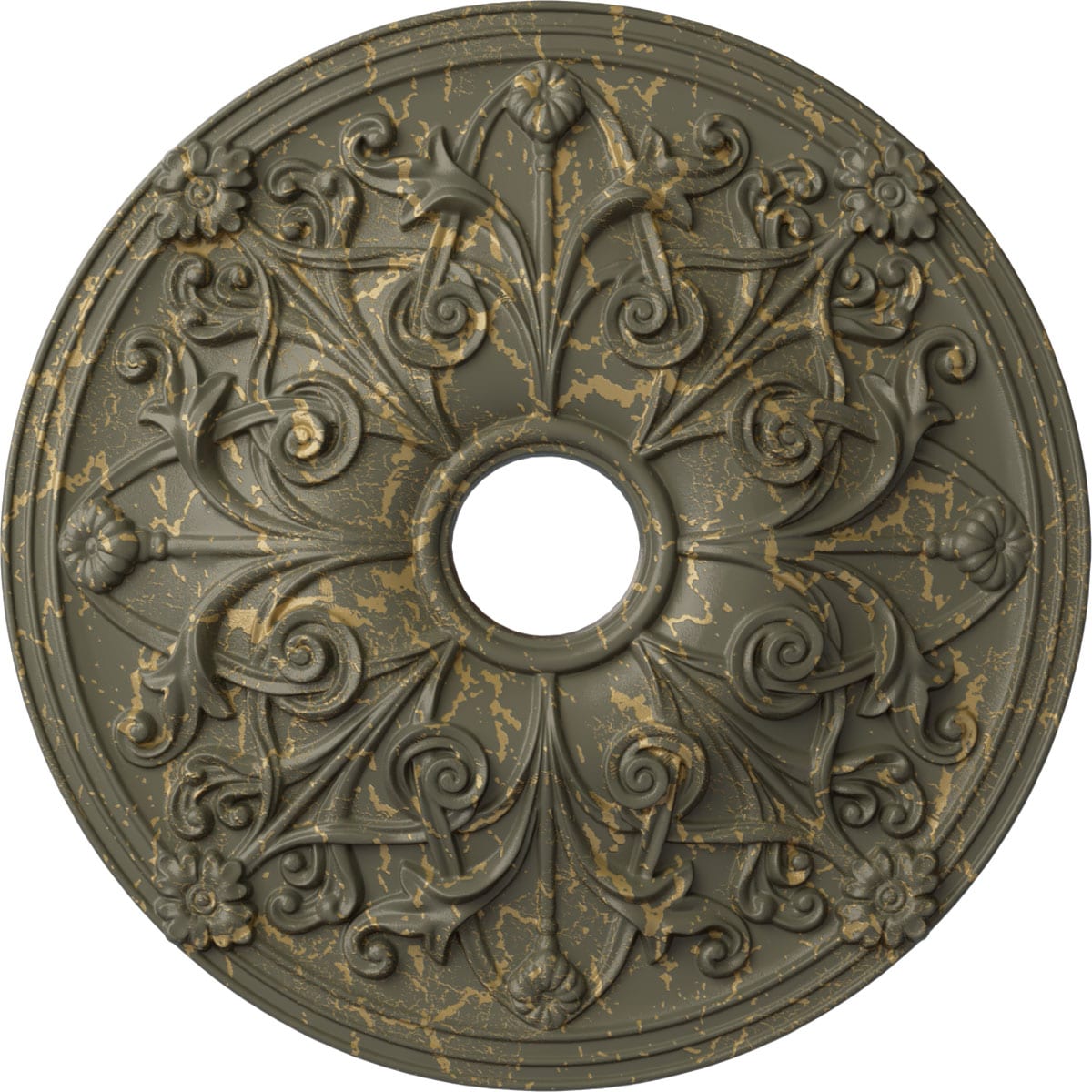 Ekena Millwork CM23JAWHC Jamie 23.625-in W x 23.625-in L Painted Witch Hazel Crackle Polyurethane Whole Ceiling Medallion