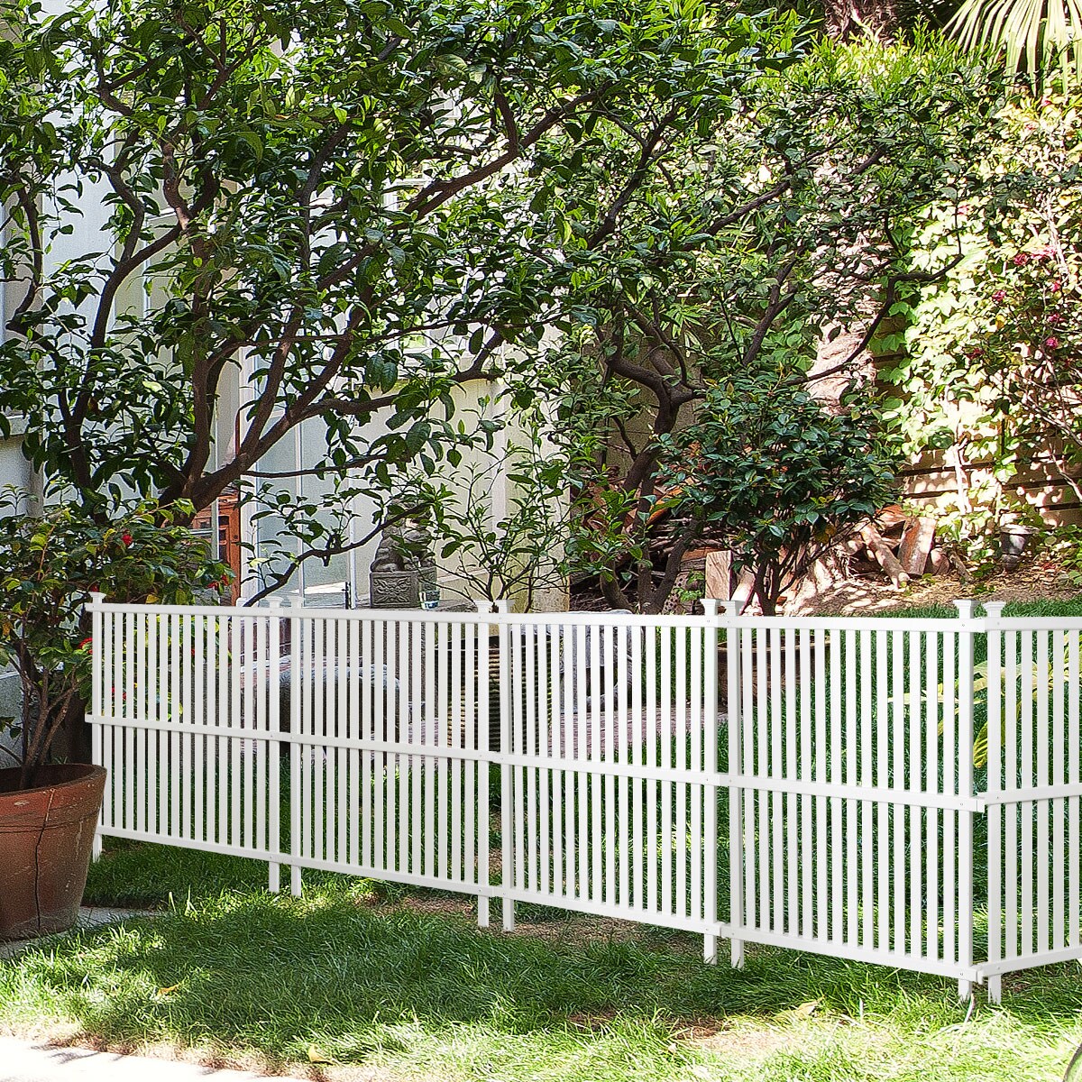 36”x 48” Modern Garden Outdoor Fence Privacy Screen Space Divider 2-Panel White 