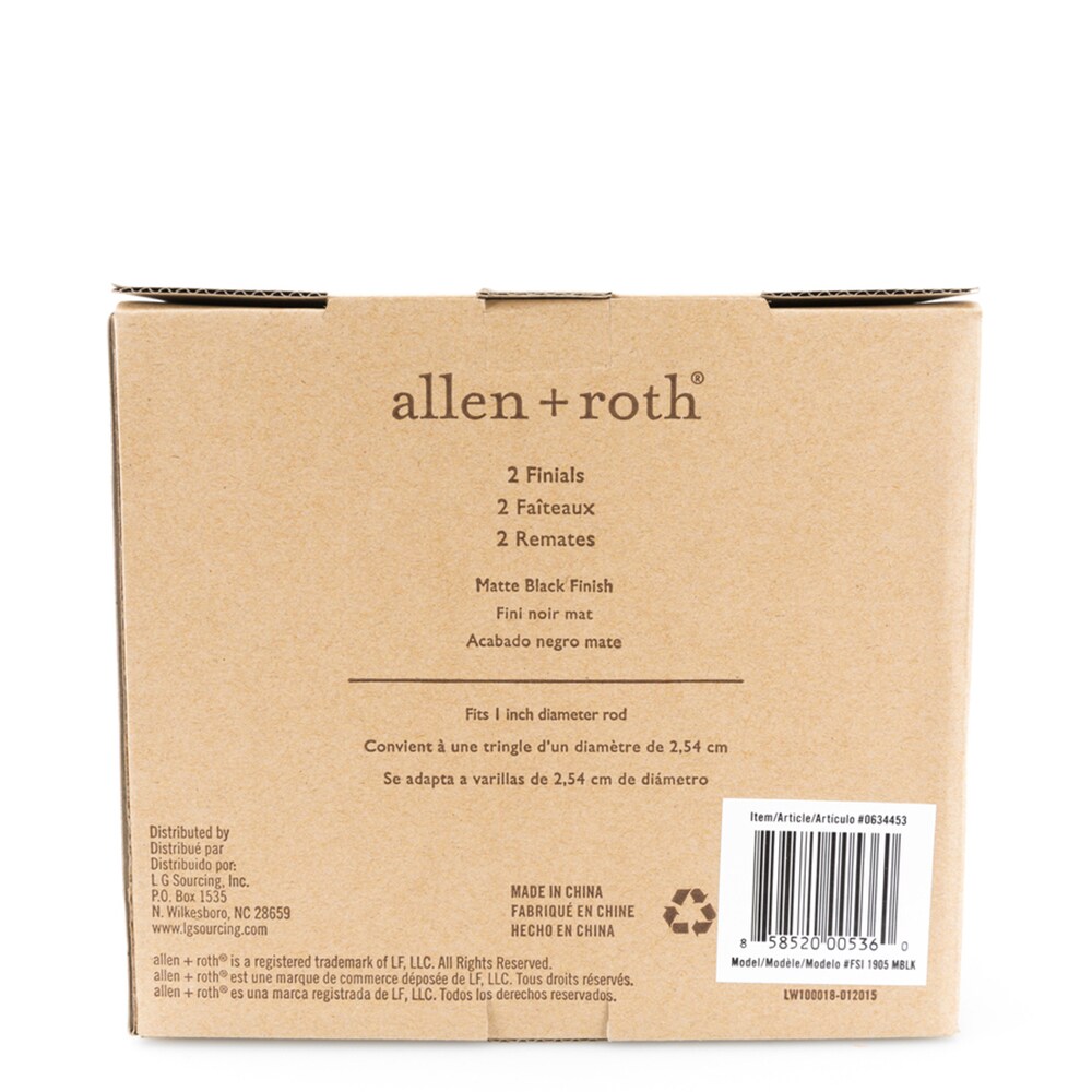 allen + roth FSI 1905 MBLK Curtain-Finials - View #4