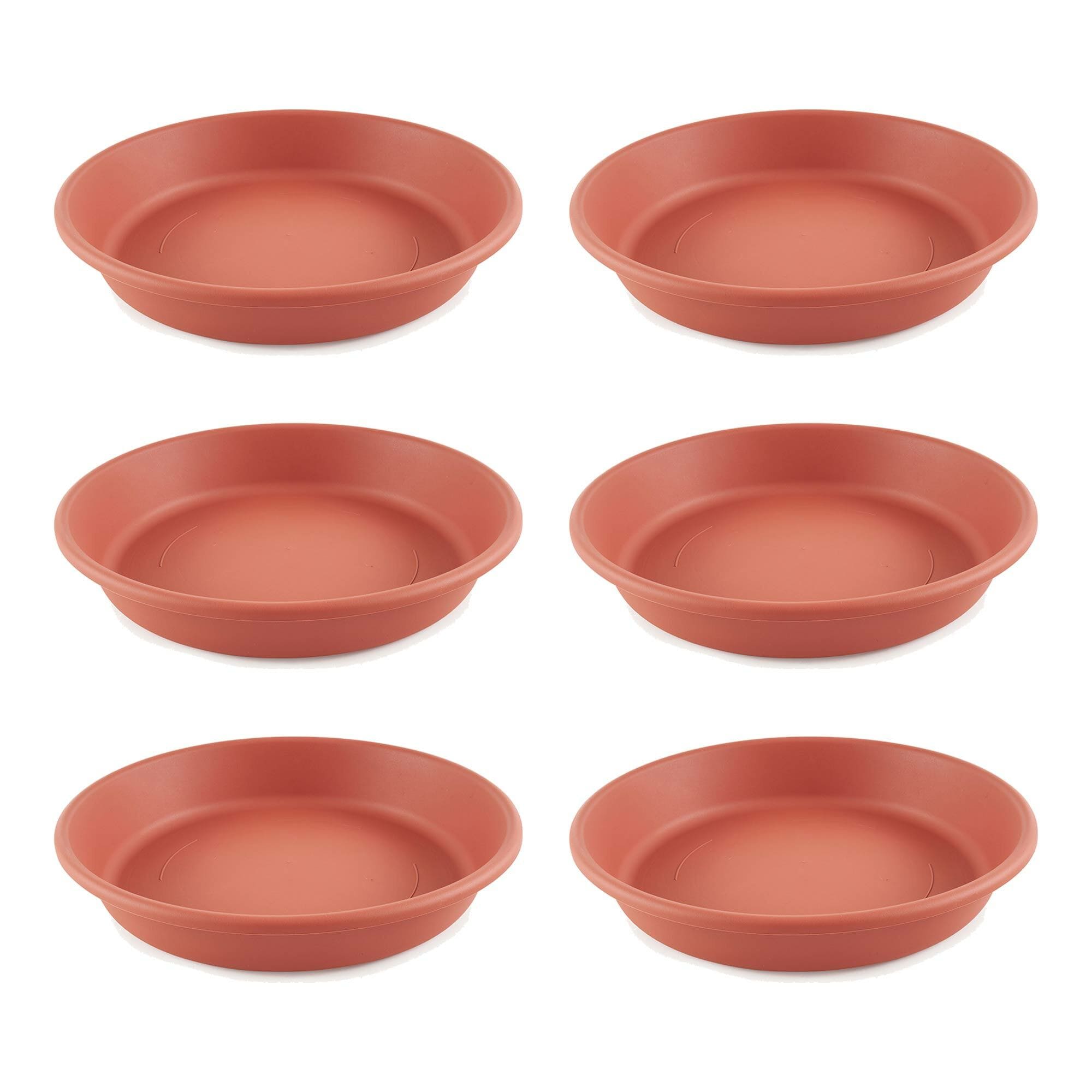The HC Companies 400668 6 -Pack Round 17.63-in W x 3-in H x 17.63-in D Brown Plastic Indoor/Outdoor Low bowl planter