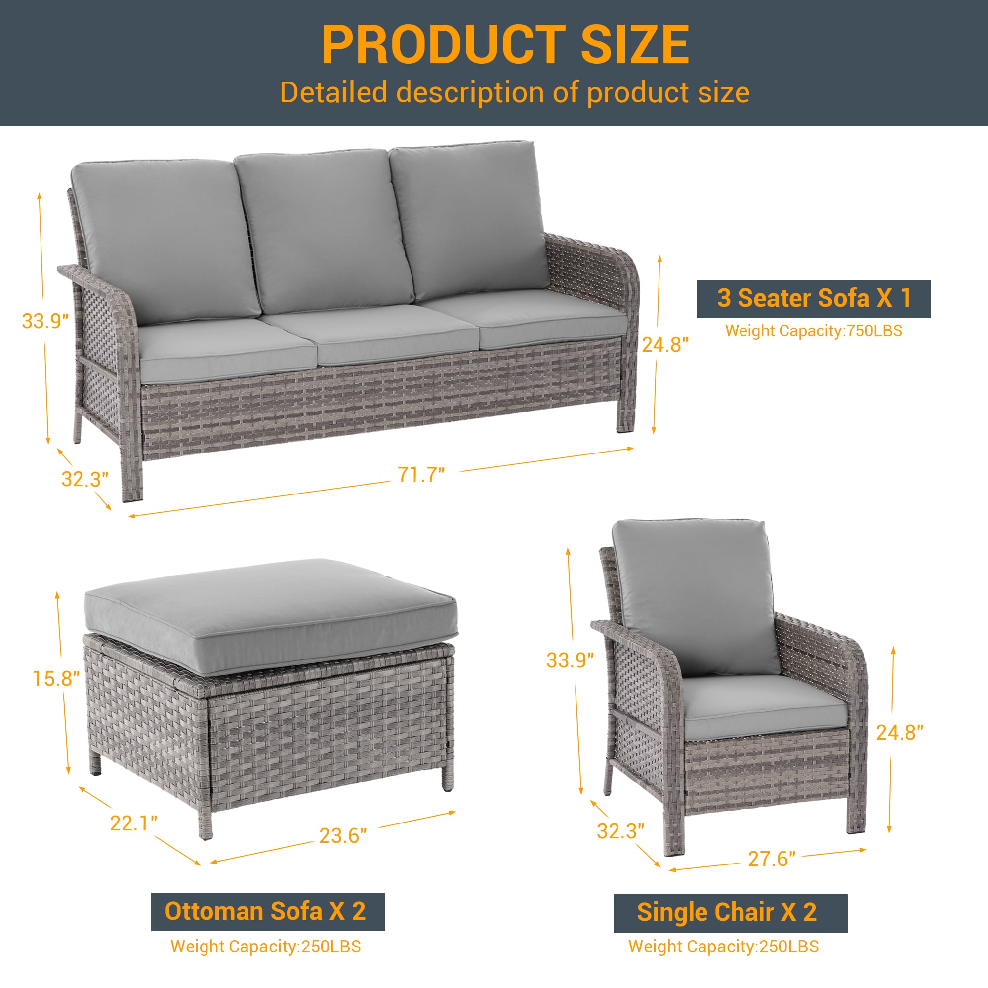 Sonkuki SD-PS-155HGY Patio-Conversation-Sets - View #3