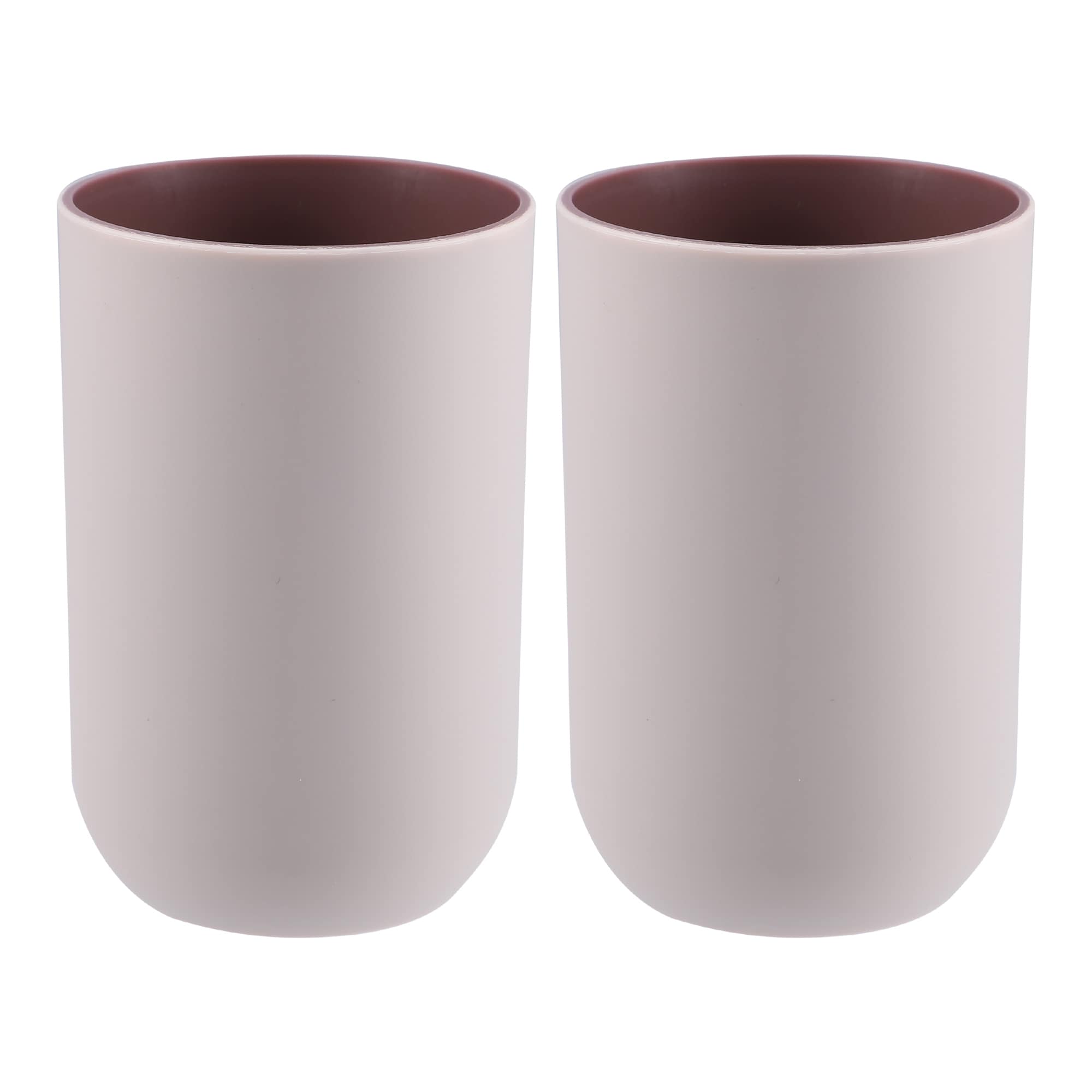 Unique Bargains 2pcs Bathroom Cups Toothbrush Cup Bathroom Toothbrush Cup Pink 4.33 Inch x2.76 Inch 350ml #S25121500UX2922
