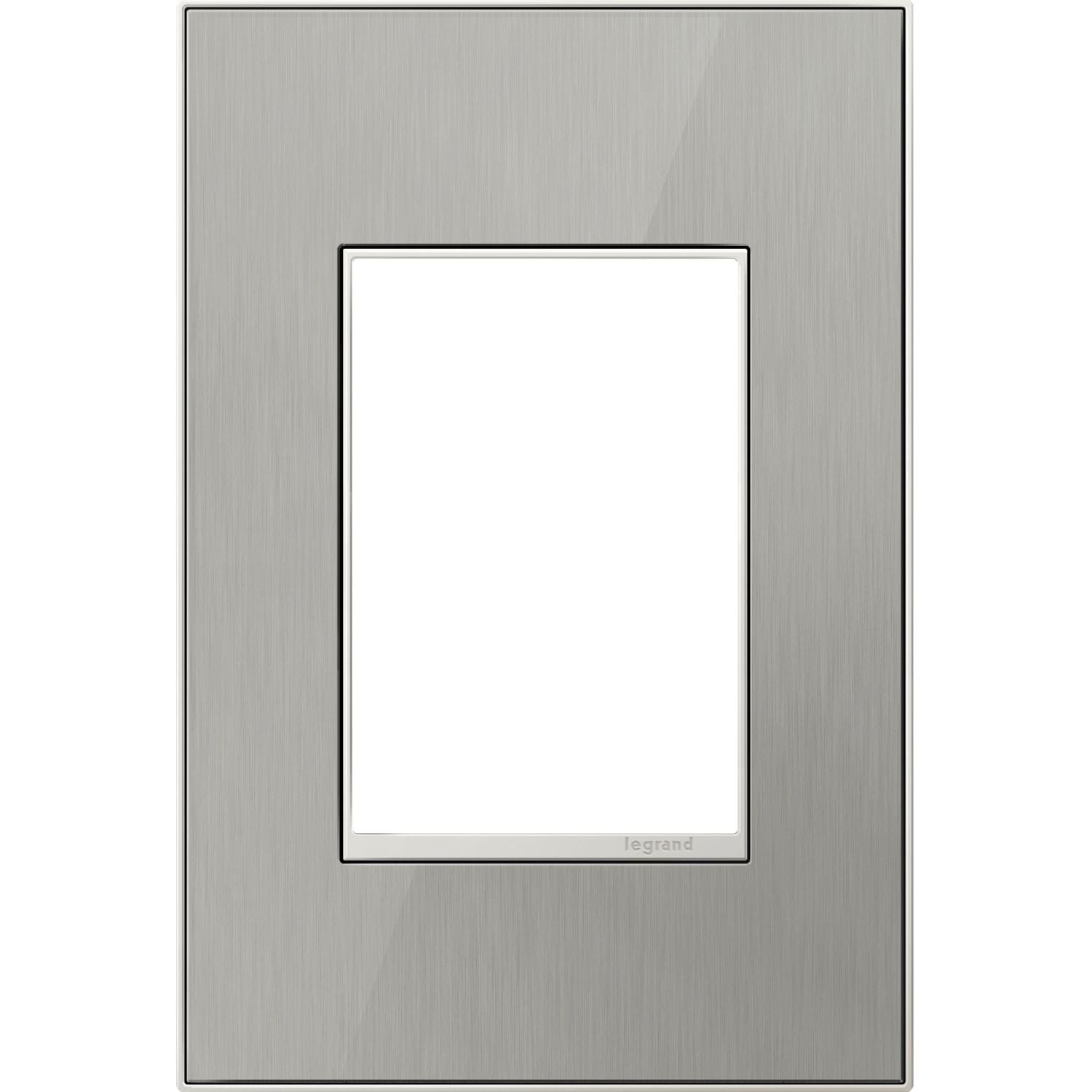 Legrand AWM1G3MS4 adorne 1-Gang Specialty Size Brushed Stainless Steel Indoor Screwless Square Wall Plate
