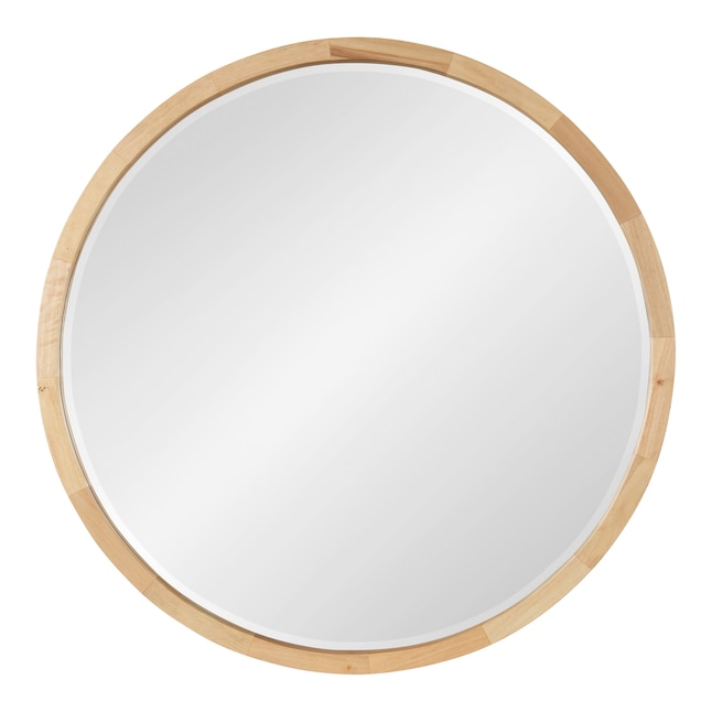Natural Framed Wall Mirror, Circular Wood Framed Mirror