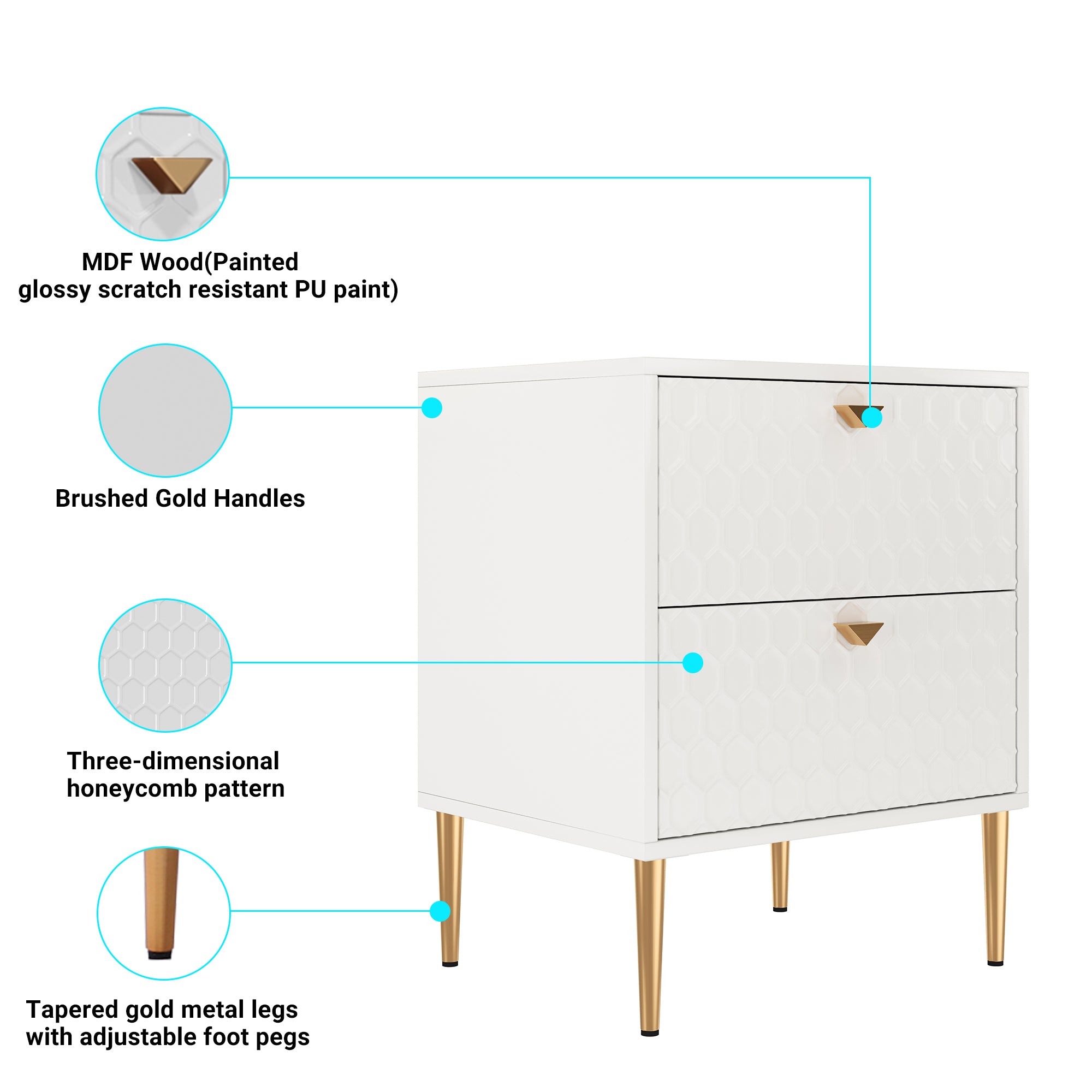 Boyel Living BL-JH-013-WH nightstands - View #6