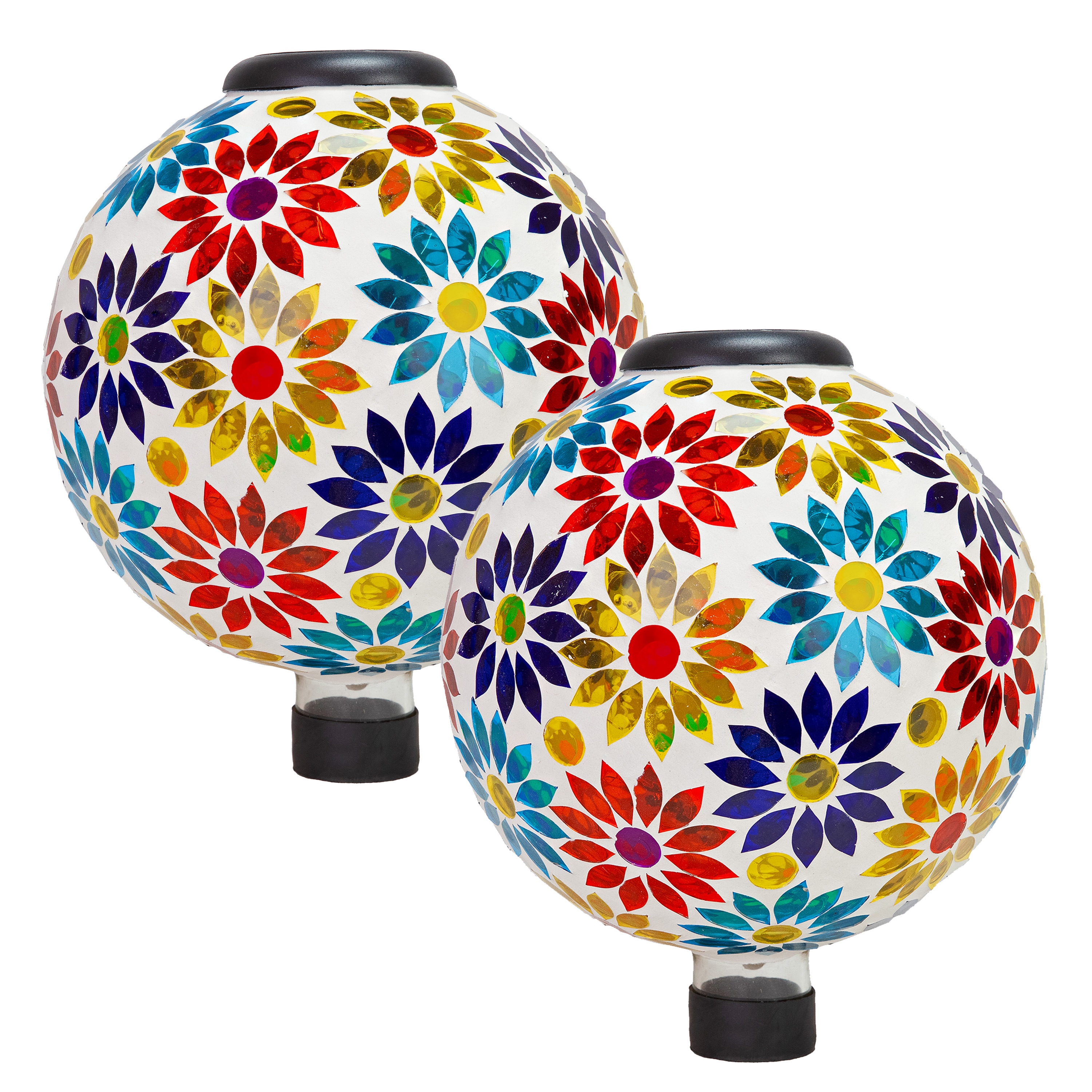 Sunnydaze Decor - 2 Midsummer Dahlias Gazing Balls with Solar Lights - 10 in