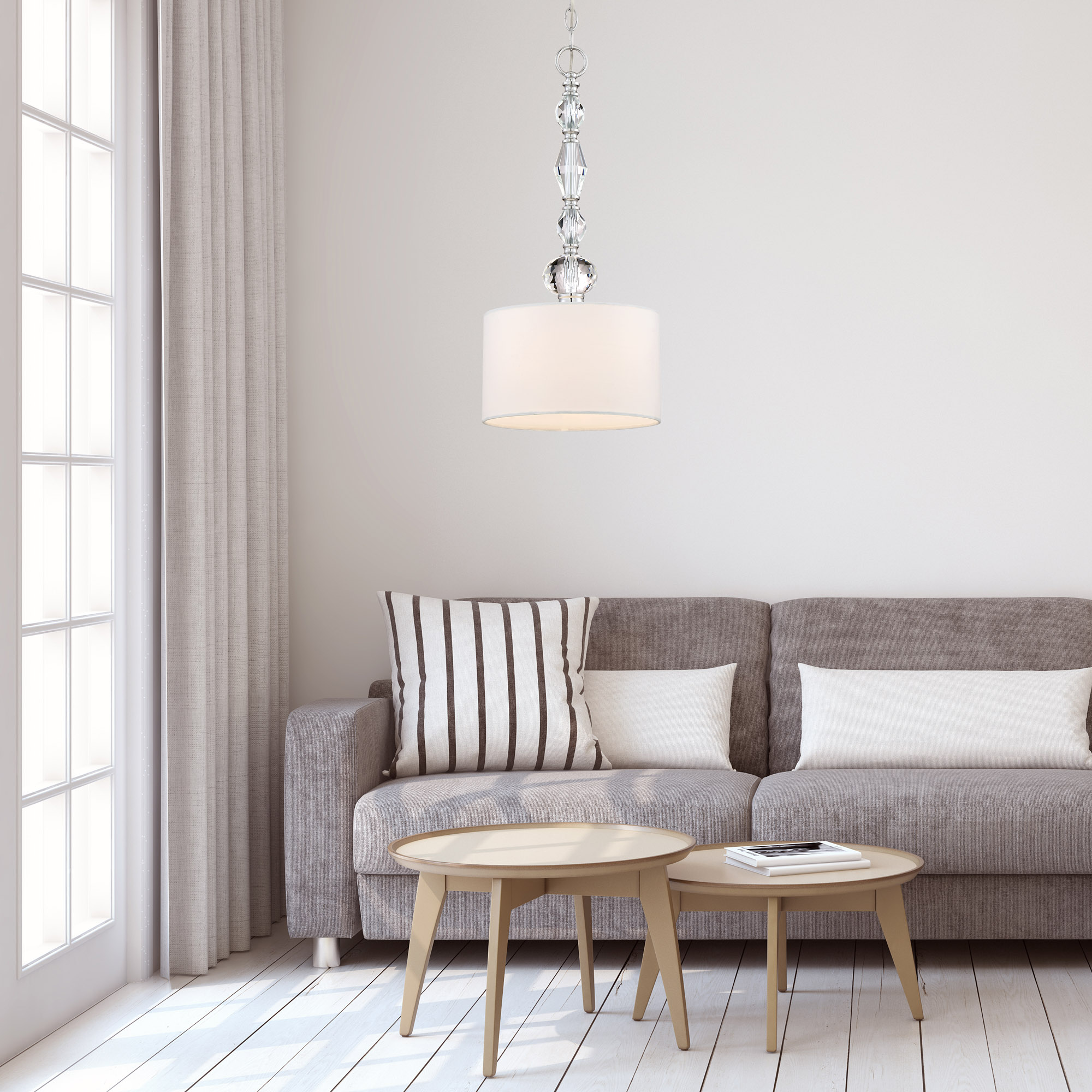 Designers Fountain 89930-CH Evi 1 -Light Chrome Transitional Bowl Medium Hanging Pendant light