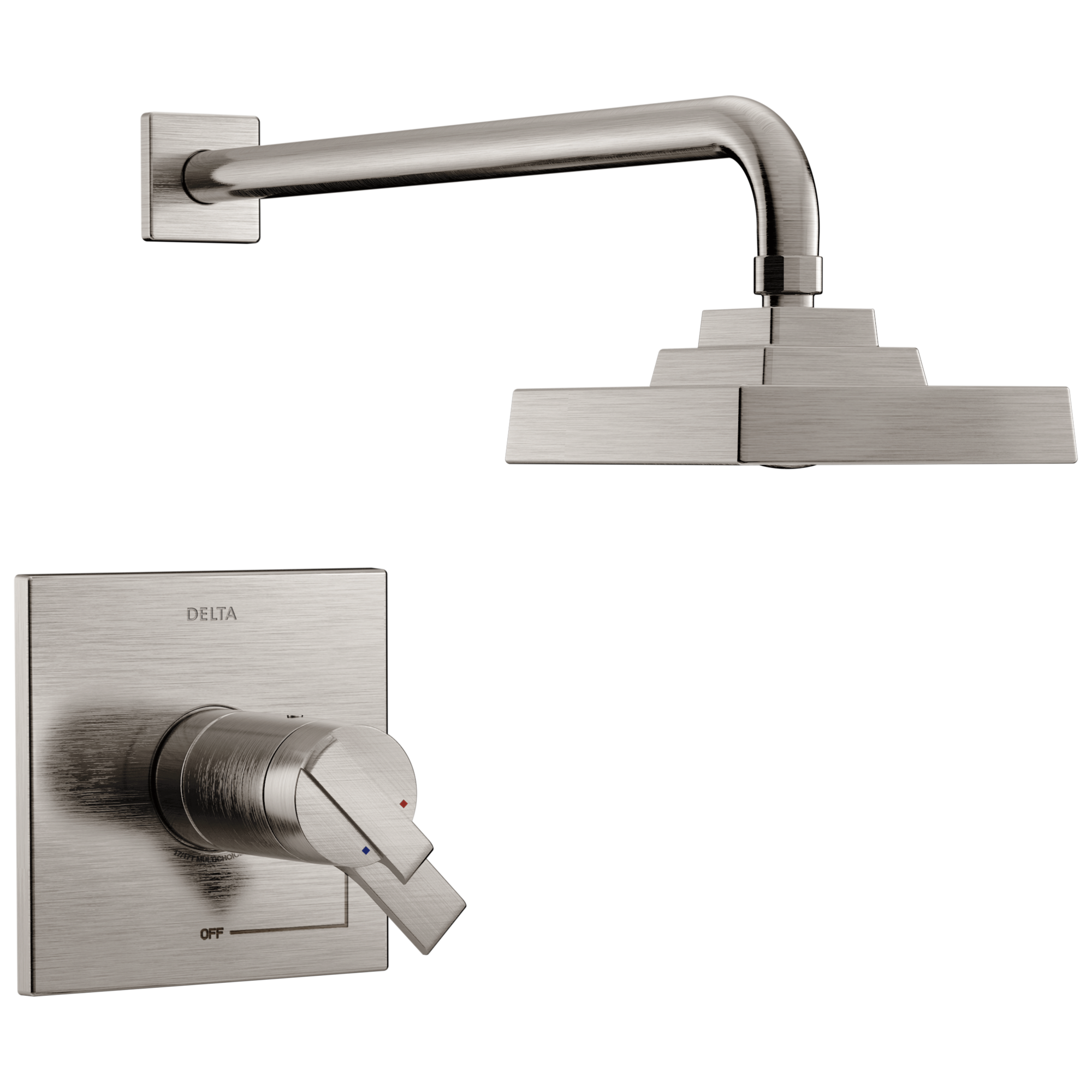 Delta T17T267-SS Ara Stainless 2-handle Single function 5.3125-Inches Square Shower Faucet