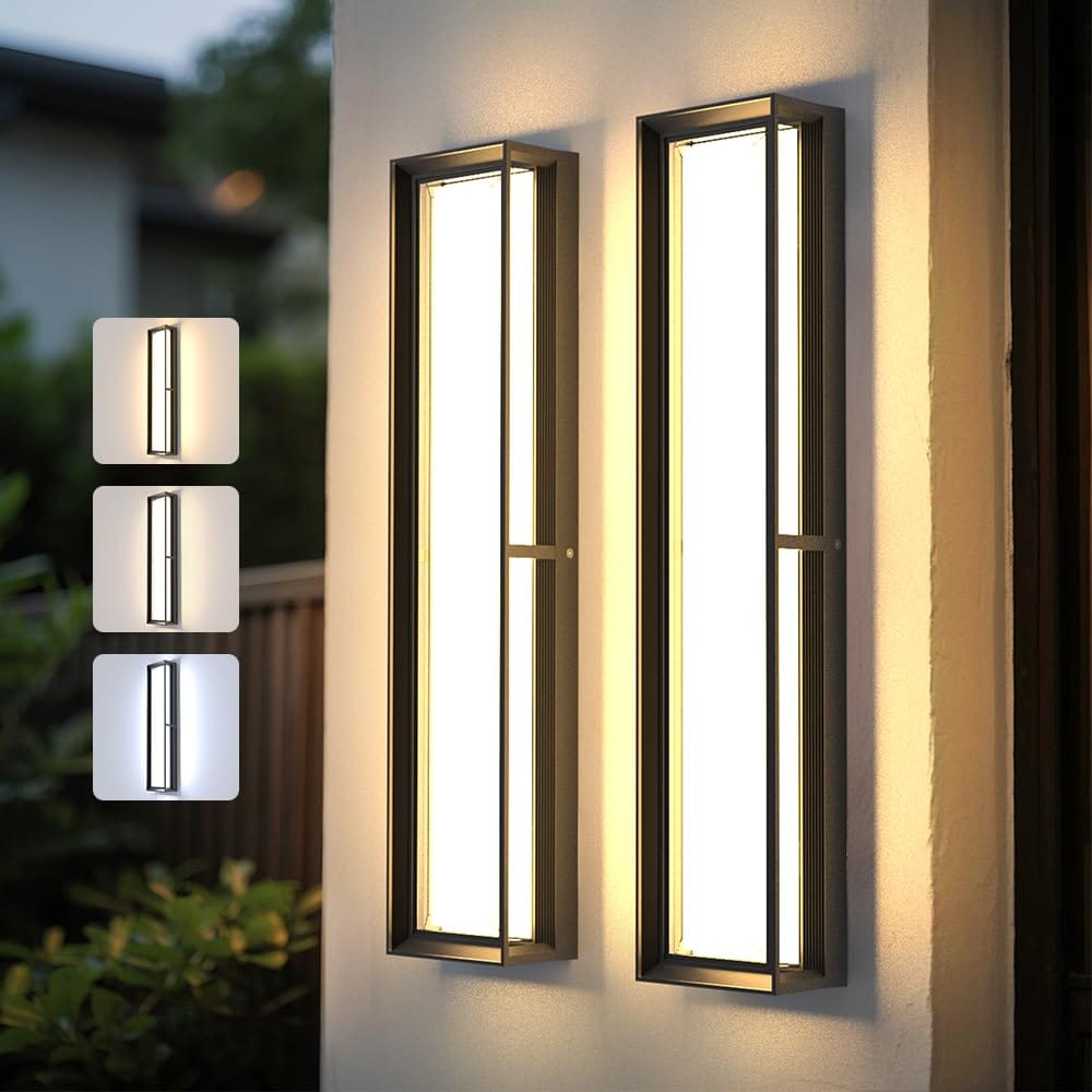 AOIZGMY  Large Outdoor Wall Lights 10 to 100 Percent Dimming LED Wall Sconce Light 3000k 4500k 6000k 23.6in Exterior Light Fixture IP65 Matt