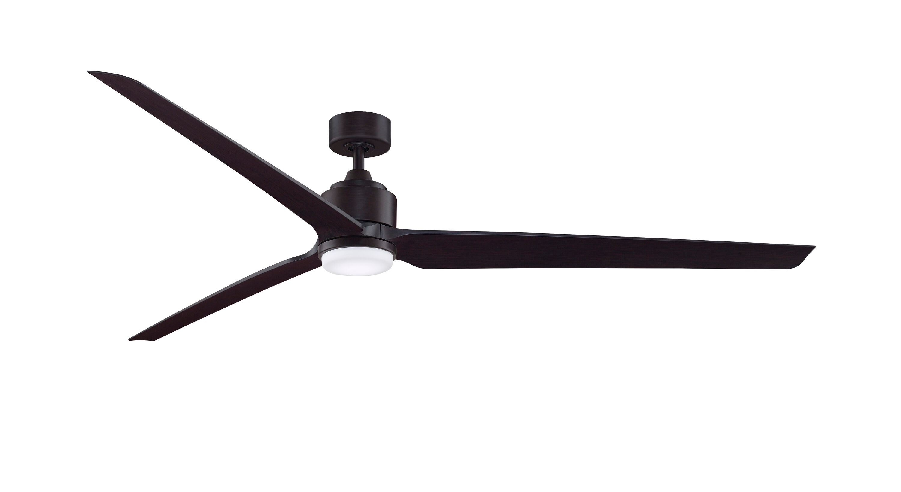 Fanimation TriAire Custom 84-in Dark Bronze Color-changing LED Indoor/Outdoor Smart Propeller Ceiling Fan with Light Remote (3-Blade) Walnut -  FPD8515DZW-84DWAW-LK