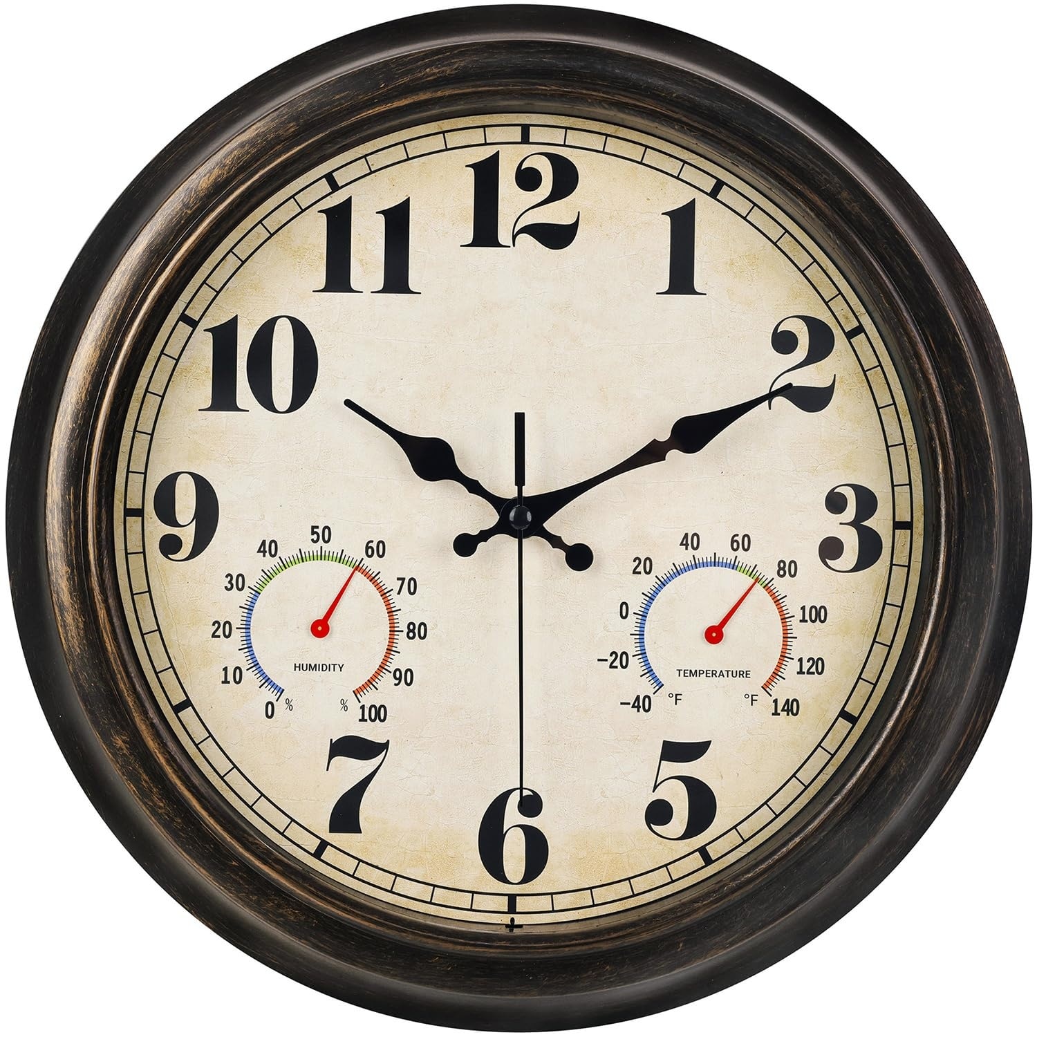 インテリア時計 onulife Temperature and humidity clock Phewnyzo 13 Inch Outdoor Clock with Thermometer Hygrometer