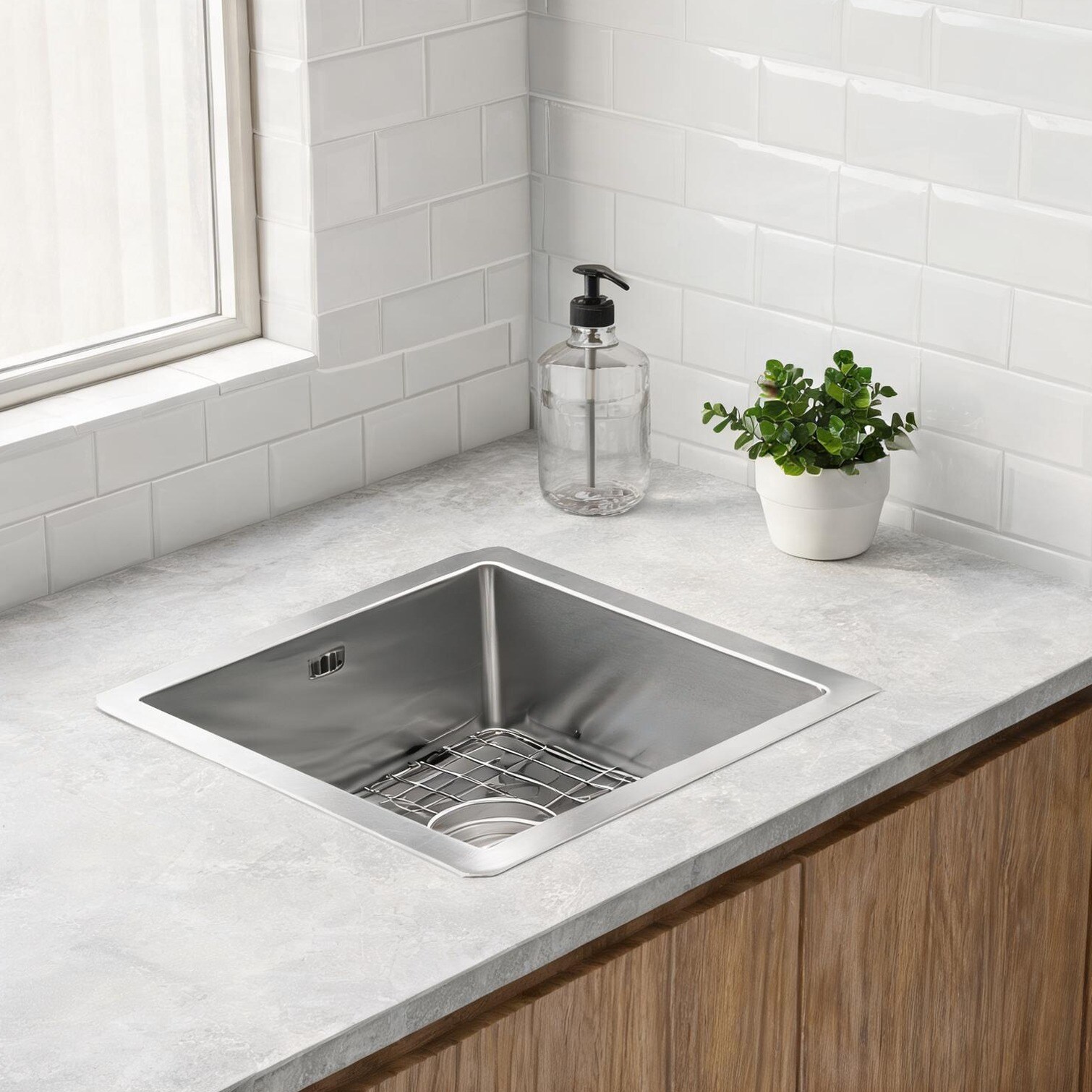 Naturefalls Undermount Single Bowl Kitchen Sink 13 x 15 Inch Rectangular T304 16 Gauge Stainless Steel Basin with 9 Inch Depth