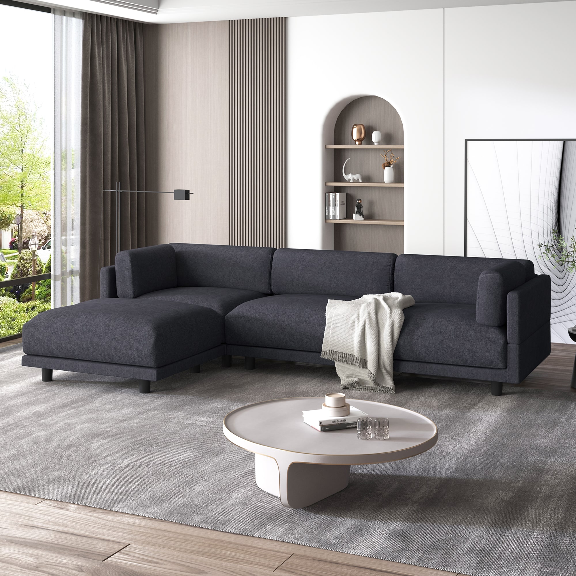 ModernLuxe L-WY000340AAE 102.4-in Modern Gray Sectional