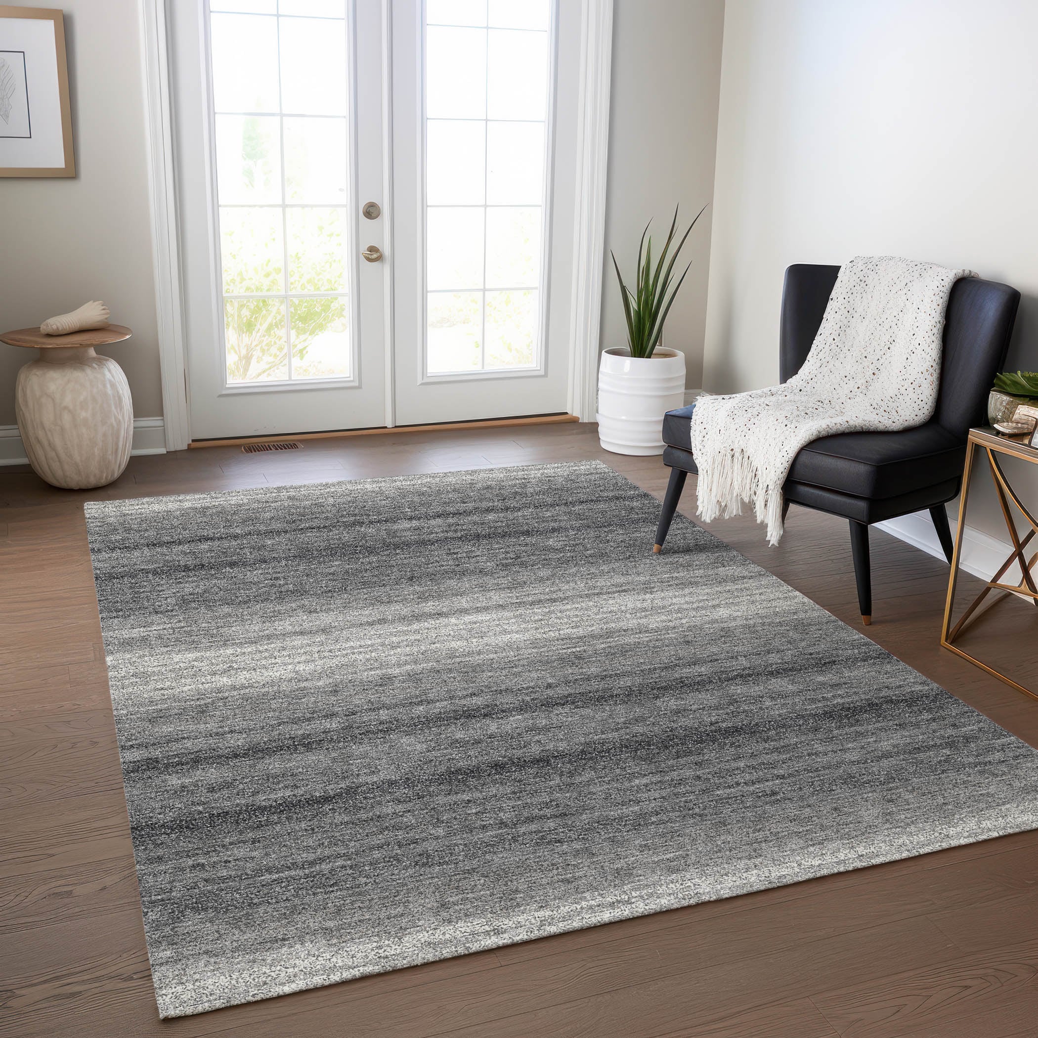 Addison Rugs ACN1033GY5X8 Chantille ACN1033GY 5 x 7 (ft) Polyester Gray Rectangular Indoor/Outdoor Geometric Machine washable Area rug