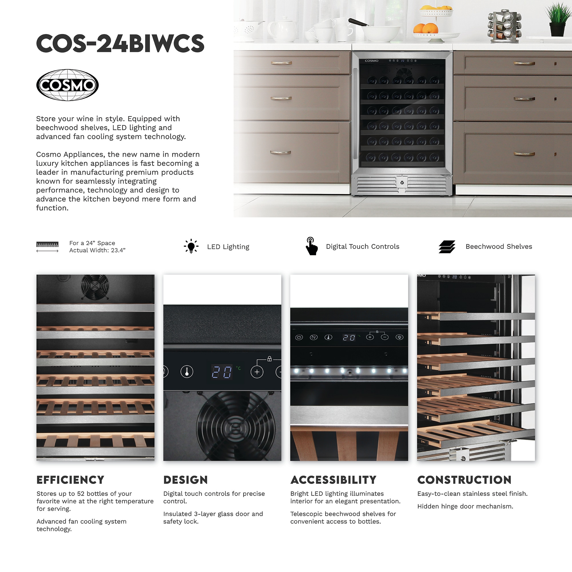 Cosmo COS-24BIWCS Wine-Chillers - View #3
