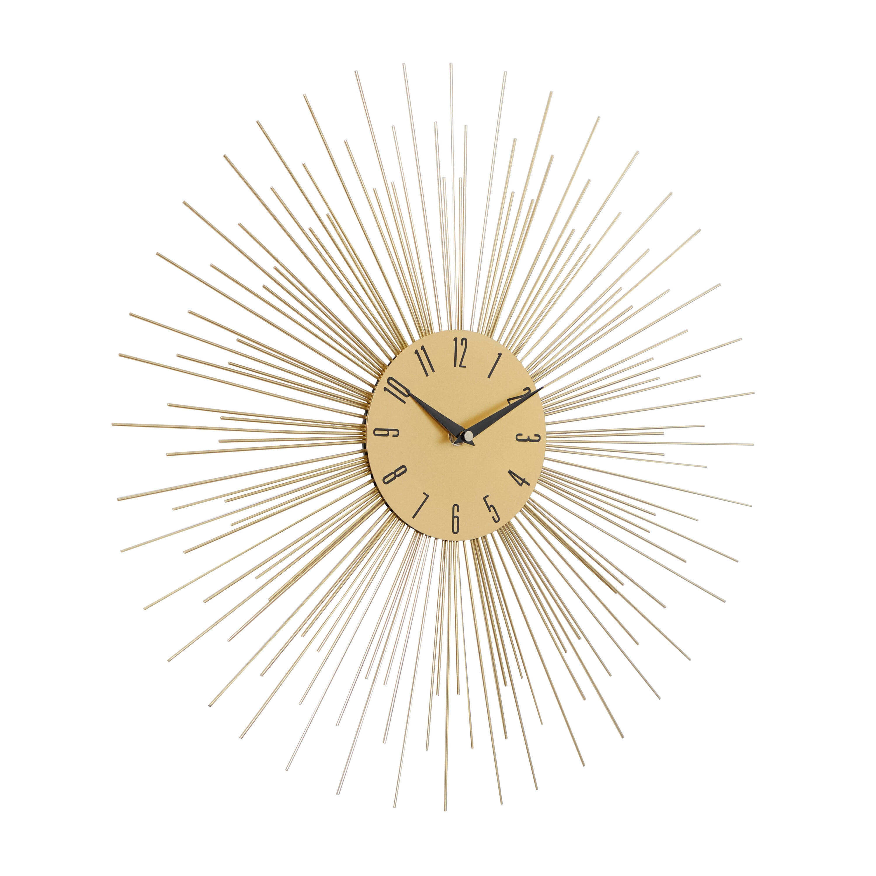 19" Gold Starburst Metal Wall Clock with Black Accents