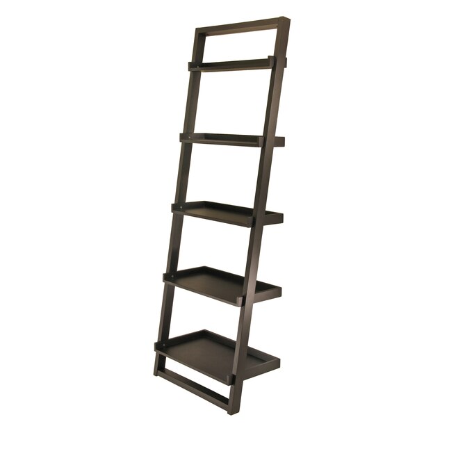 Winsome Wood Bailey Black 5 Shelf, 5 Shelf Ladder Bookcase Black