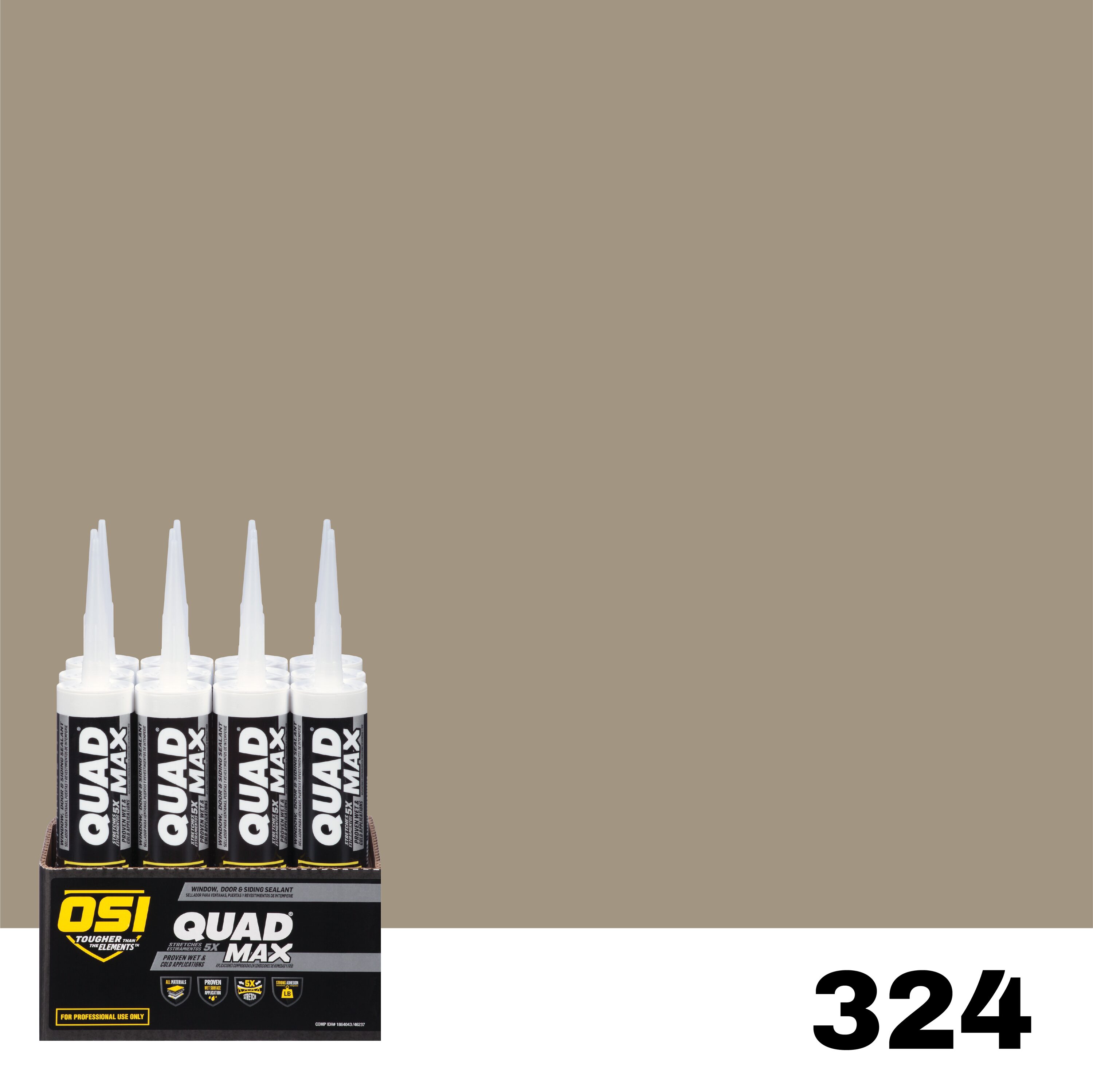 OSI 1869355 Quad Max 12 -Pack 9.5-oz Window door Clay 324 Paintable Advanced Sealant Caulk
