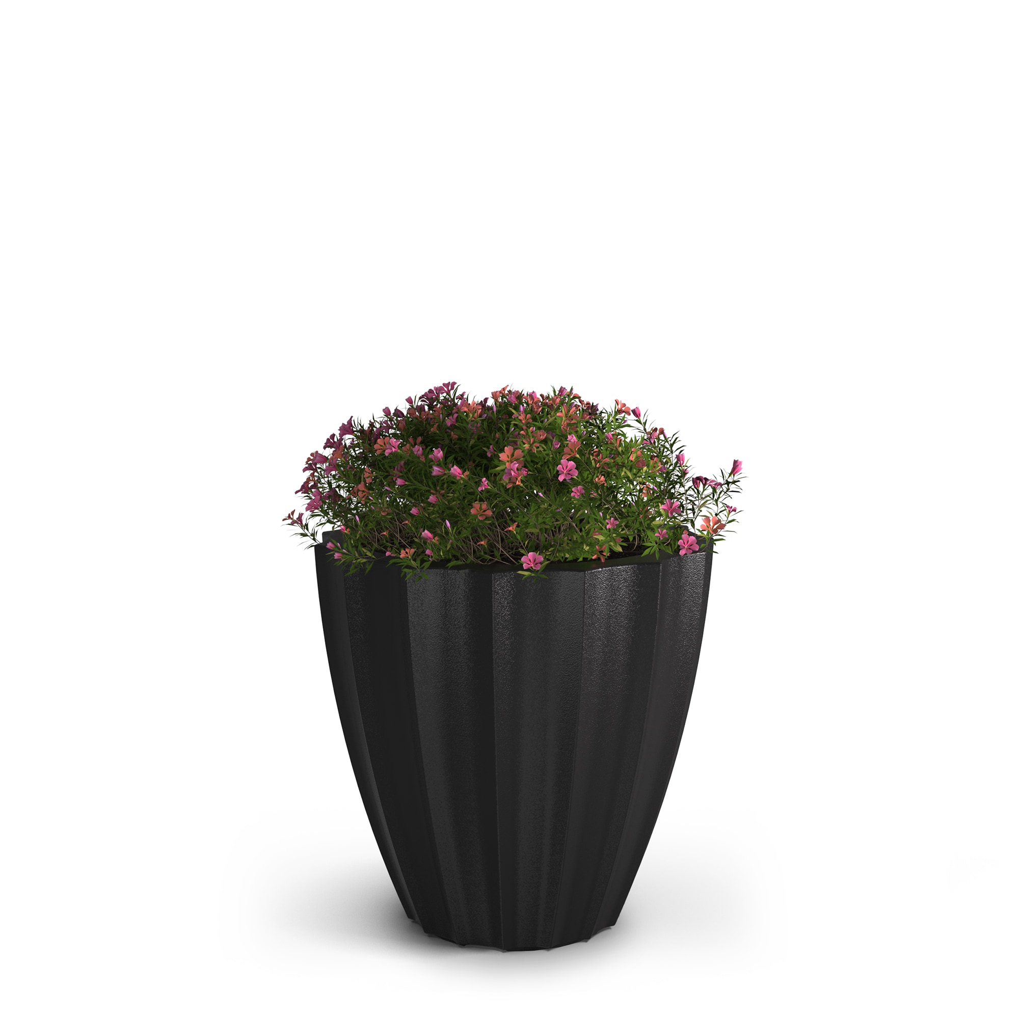 Mayne 2830-B Round 18-in W Medium Black Plastic Contemporary/Modern Indoor/Outdoor Planter with Drainage Holes with Self Watering
