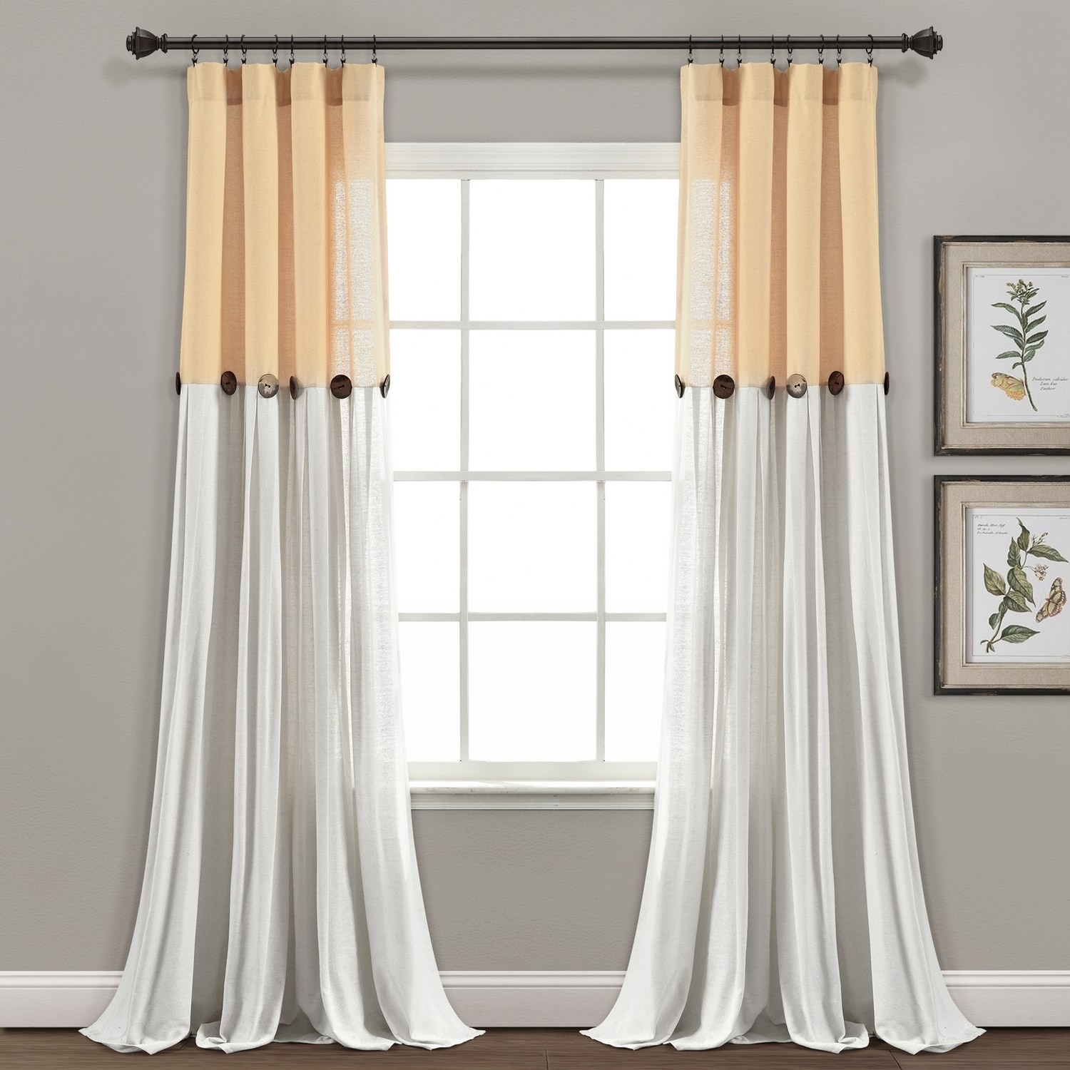 Lush Decor 16T005422 84-Inches Yellow Rod pocket Single curtain panel