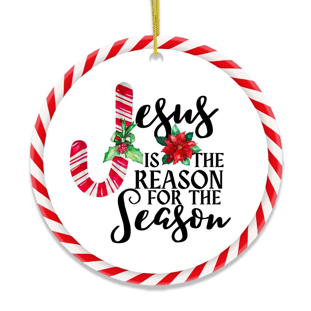 OrnamentallyYou 1091 Jesus is the Reason for the Season Christmas Ornament Circle Version