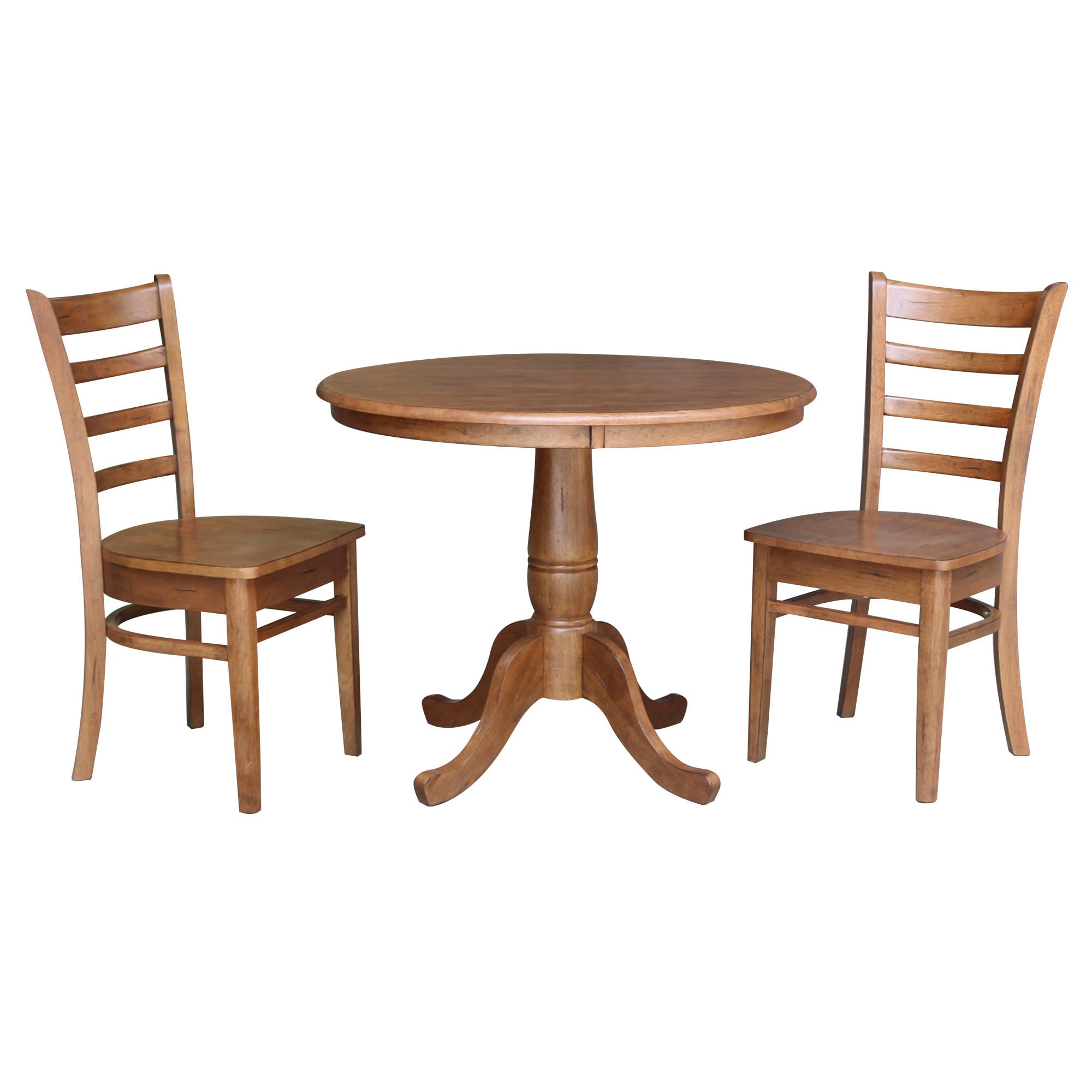 International Concepts K42-36RT-C617-2 Distressed oak Traditional Dining Room Set with Round Table ( Seats 2 )