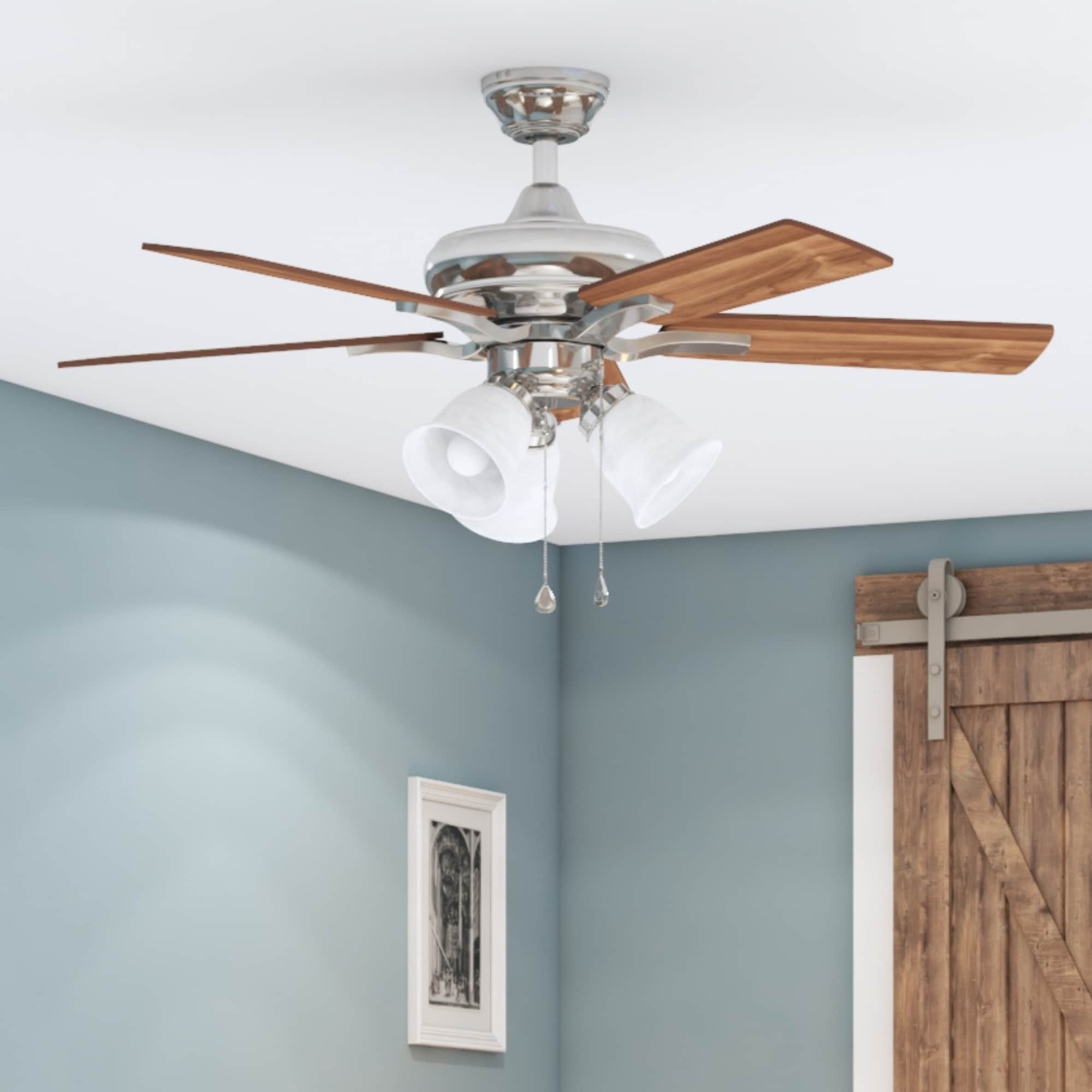 Harbor Breeze 42078 Lansing 42-in Brushed Nickel with Sable/Honey Blades Ceiling Fan With Light ( 5 -Blade )