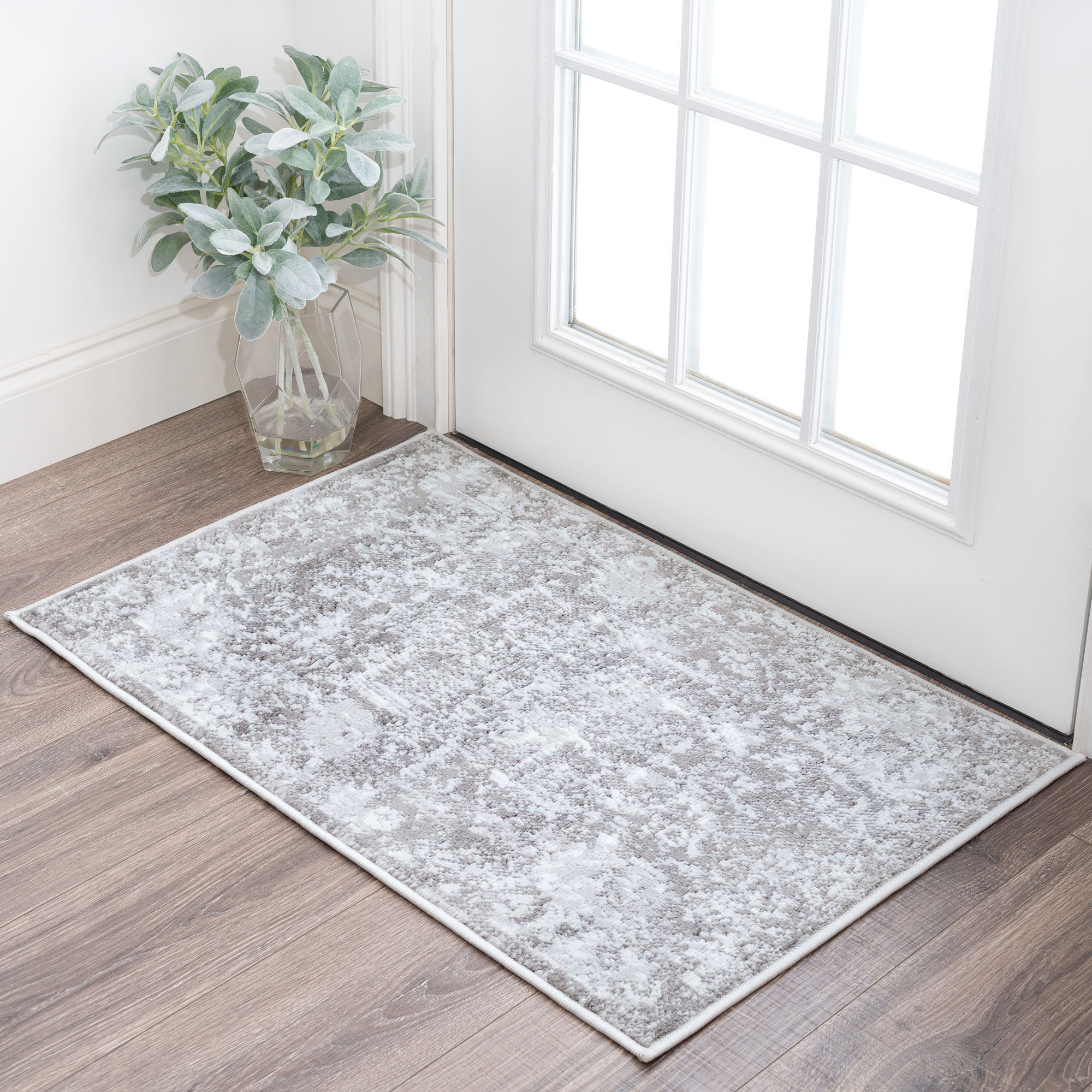 Tayse NEX1700 2X3 Nexus 2 x 3 (ft) Loomed Polypropylene Gray Rectangular Indoor Floral/Botanical Farmhouse/Cottage Throw rug