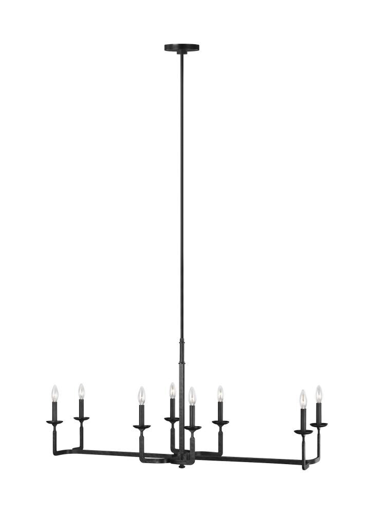 Aged Iron and Crystal 8-Light Candelabra Chandelier