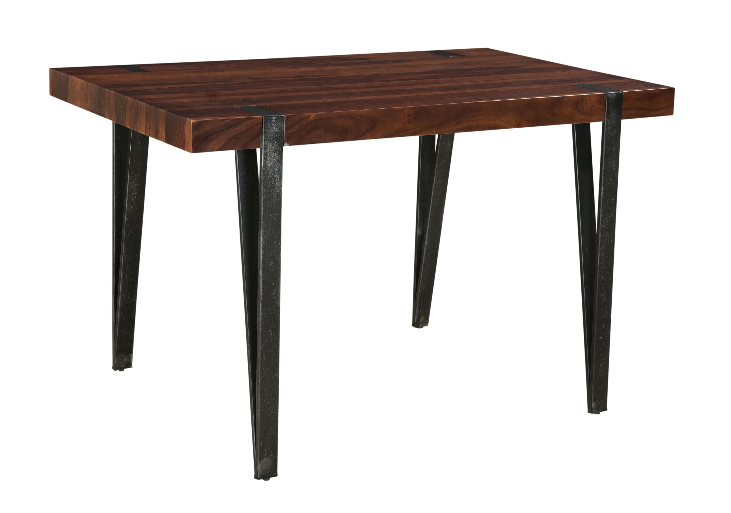 Coast to Coast 44602 Bradley Honey Brown and Antique Gunmetal Transitional Dining Table, Wood with Gunmetal Metal Base 30-in L x 30-in H