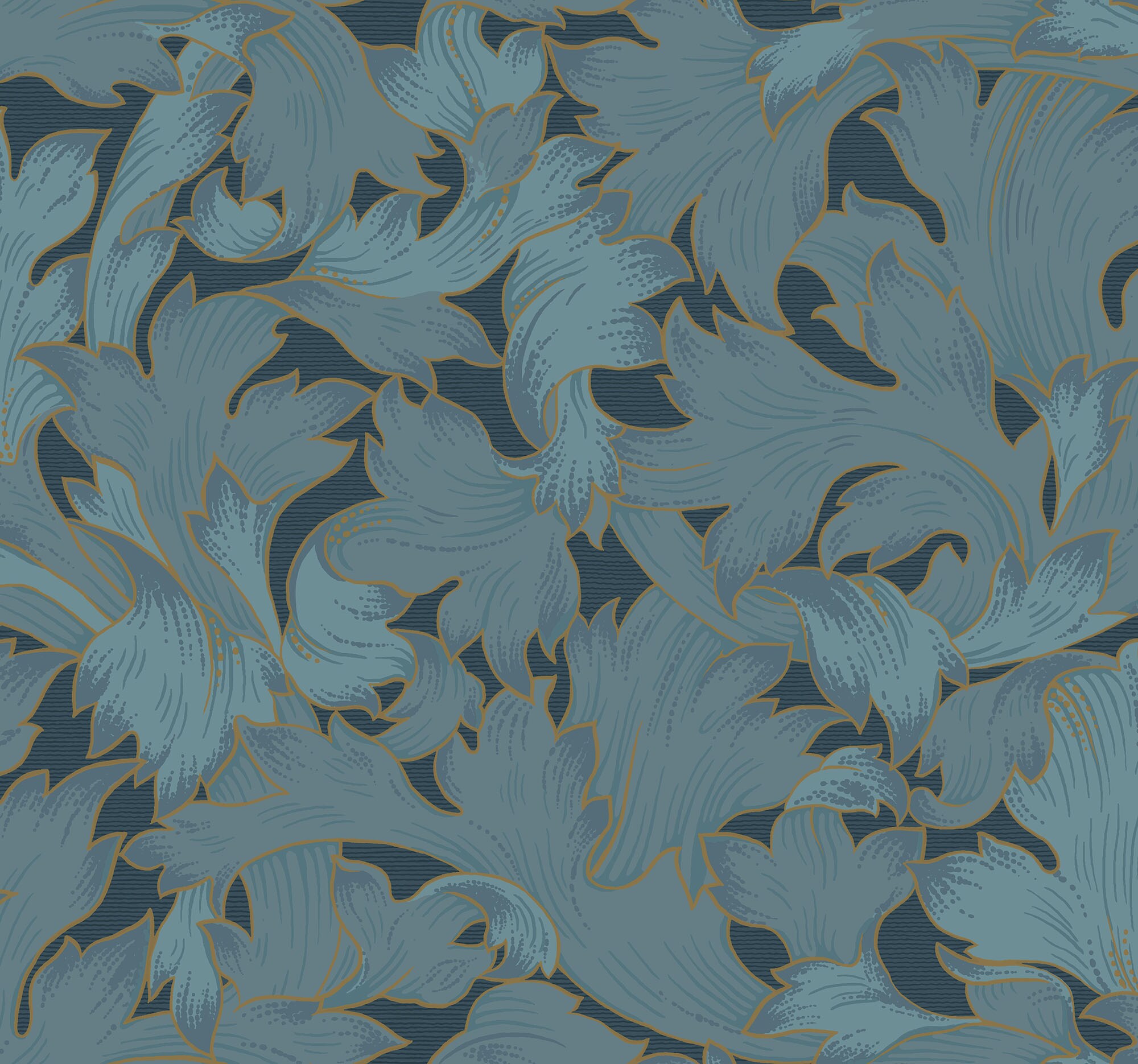 York Wallcoverings NV5512 Modern Heritage 125th Anniversary 60.8-Sq. Feet Blue Non-woven Ivy/Vines Unpasted Wallpaper