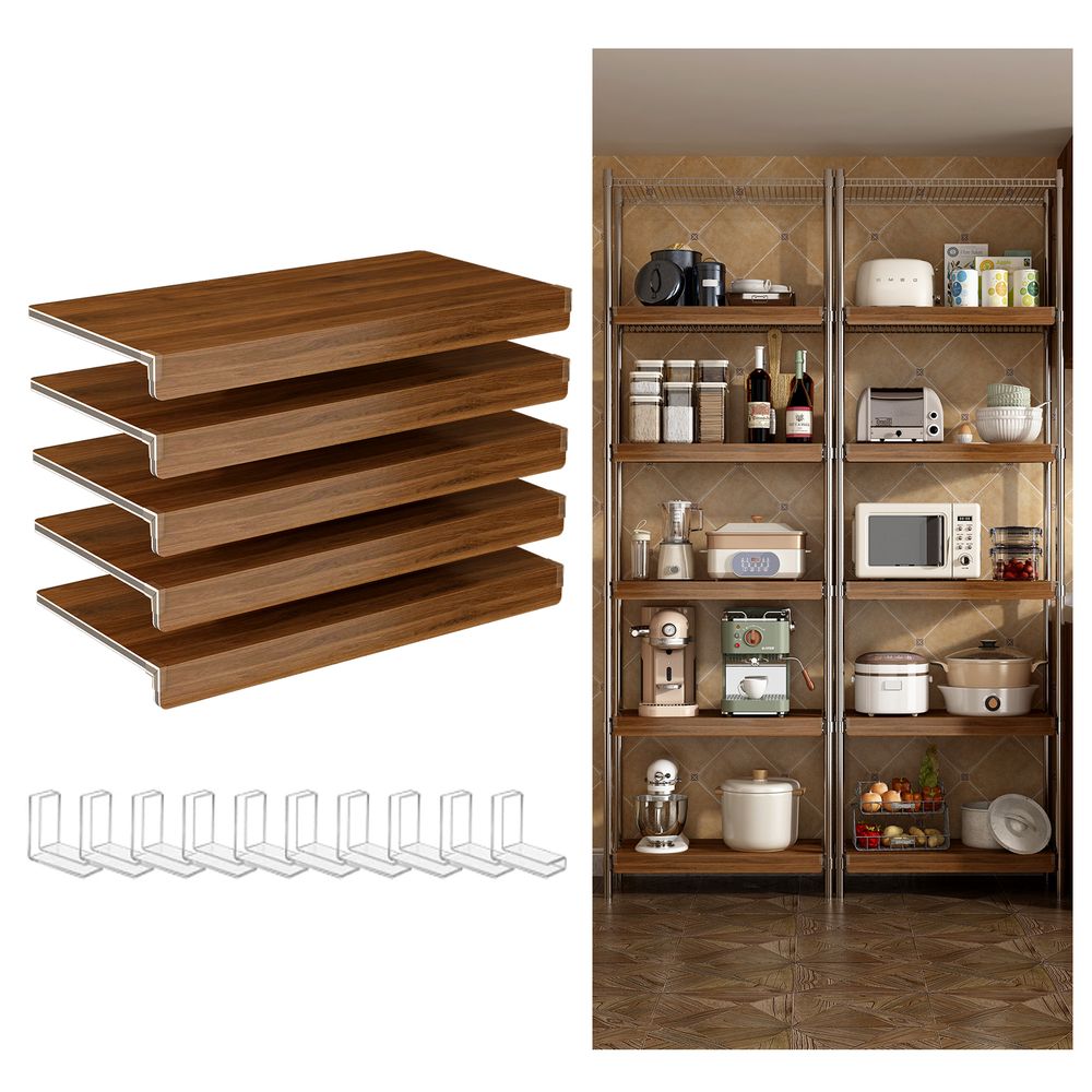 Blisstyle (24 Inch) 5 Pcs Wire Shelf Covers Foamed Pvc Wire Rack Covers For Removable Closet (Not Wood) Pantry Shelves For Cabinet Bathroom Kitchen Shelving Decoration ( Walnut Color ) Storage Shelf Freestanding Shelving Unit Bookcase Organizer