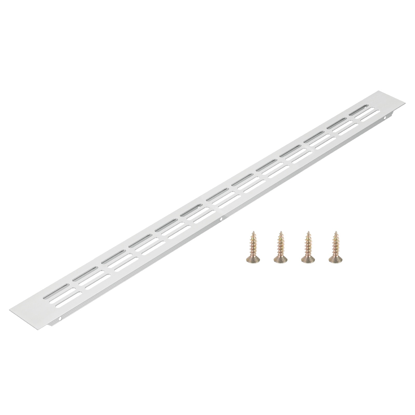 PATIKIL Door Air Vent Cover 20 x 1.7inch (Outer Dimensions) Aluminum Louvered Ventilation Grille Rectangle Toe Kick Vent with Mounting Screws for Shoe Cabinet Wardrobe Silver