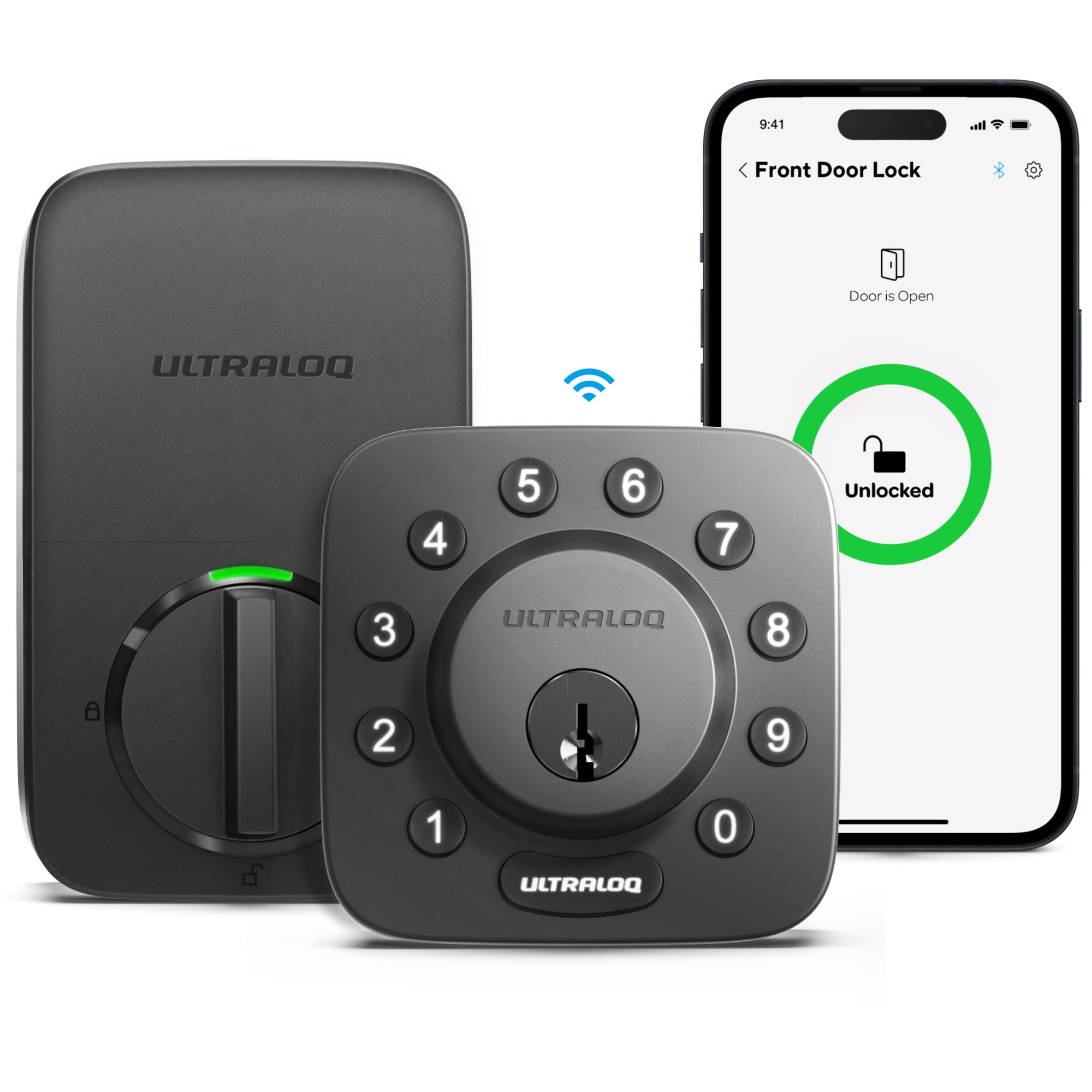Ultraloq U-BOLT-WIFI-BK-B U-Bolt Black Smart Lock Electronic Deadbolt with Wifi Bluetooth and Keypad