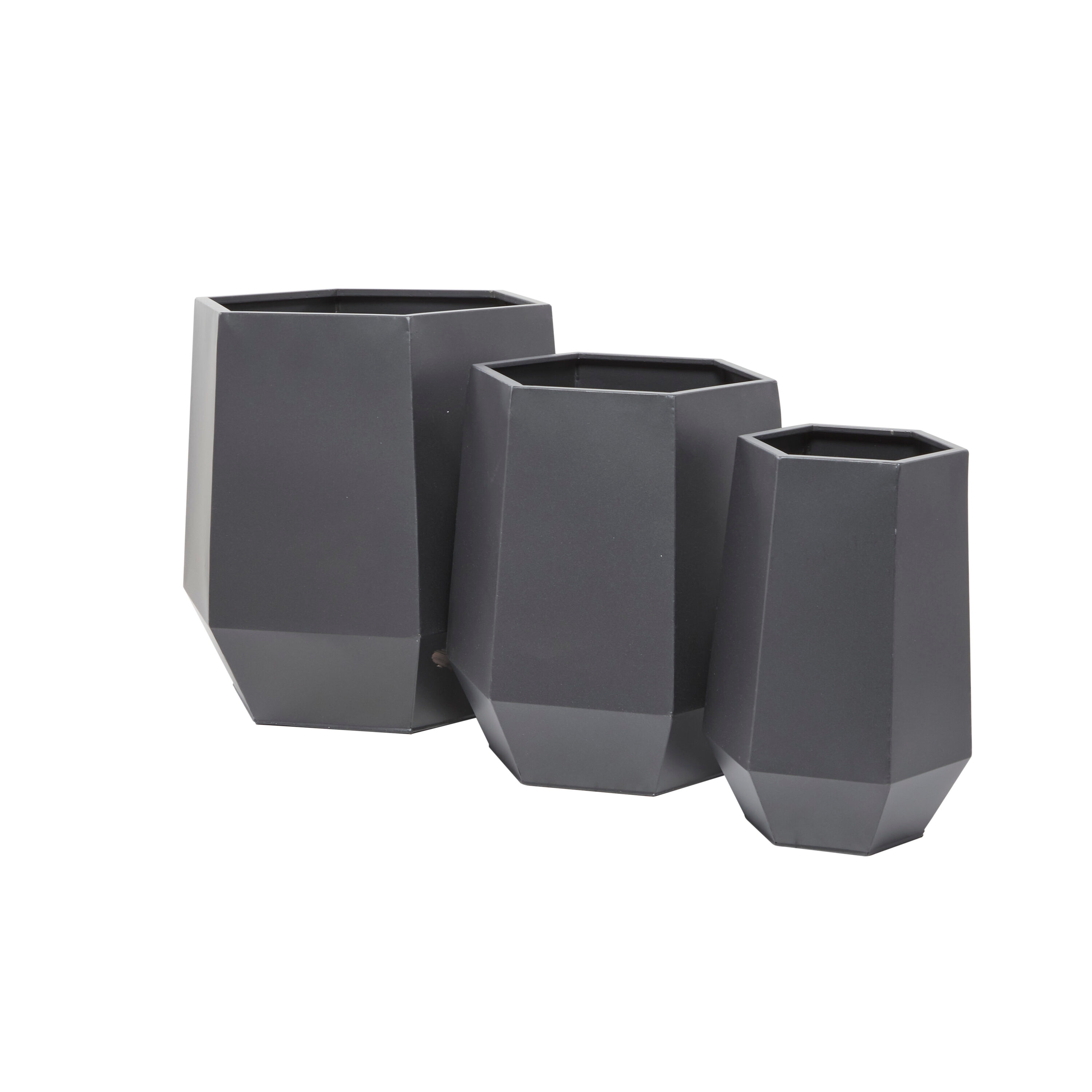 Extra Large Modern Matte Gray Metal Round Planter