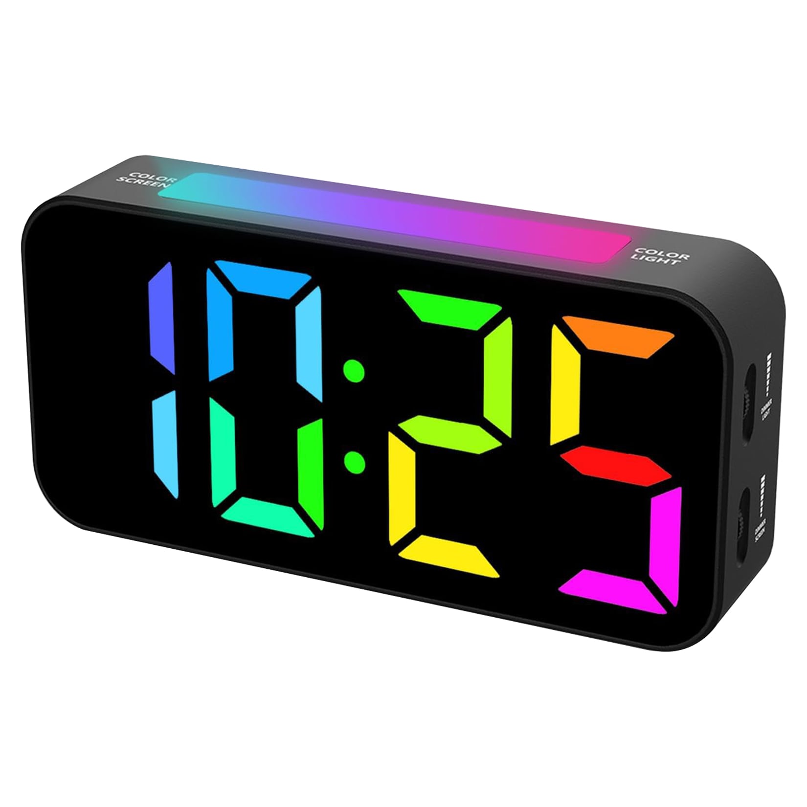 Etokfoks -  RGB Digital Plastic Alarm Clock with Night Light Large Display Dual Alarm Snooze Dimm...