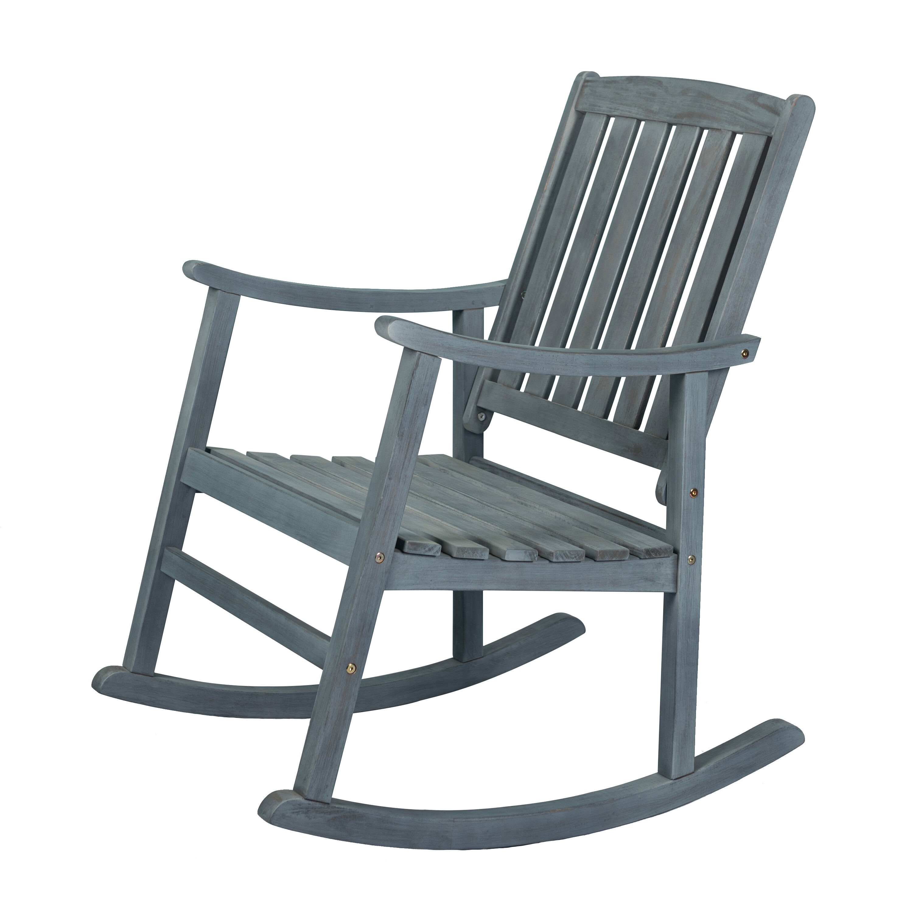 JONATHAN  Y RCK102B Penny Slat-Back Classic Traditional Gray Wood Frame Rocking Chair with Solid Seat