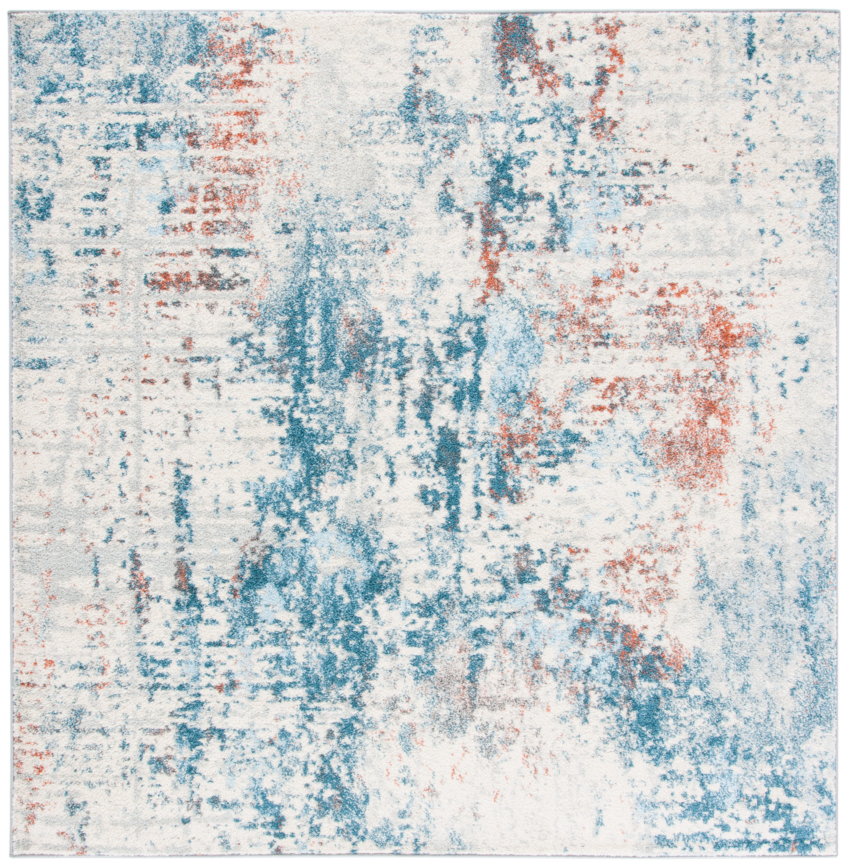 Safavieh TUL232C-7SQ Tulum Armande 7 x 7 (ft) Loomed Polypropylene Ivory/Dark Blue Square Indoor Distressed/Overdyed Bohemian/Eclectic Area rug