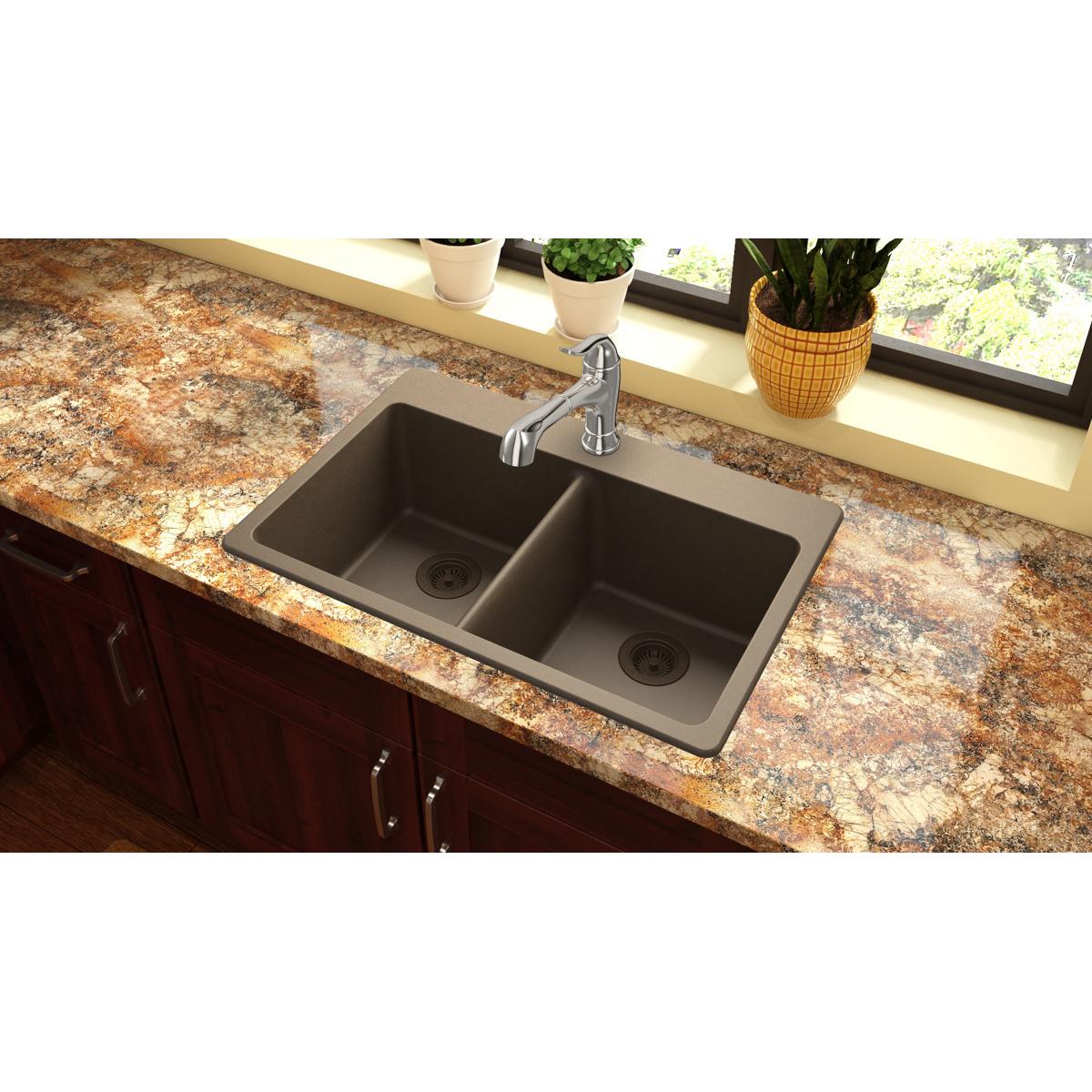 Elkay Freeport Drop-In 33-in x 22-in Stainless Steel Double Equal Bowl  1-Hole Kitchen Sink